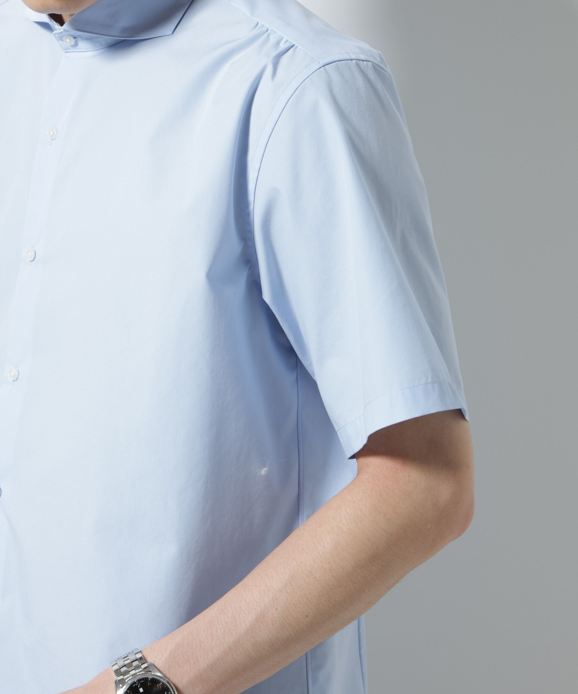 nano･universe「「N shirt」 速乾 ホリゾンタルカラーシャツ半袖」|シャツ・ブラウス|