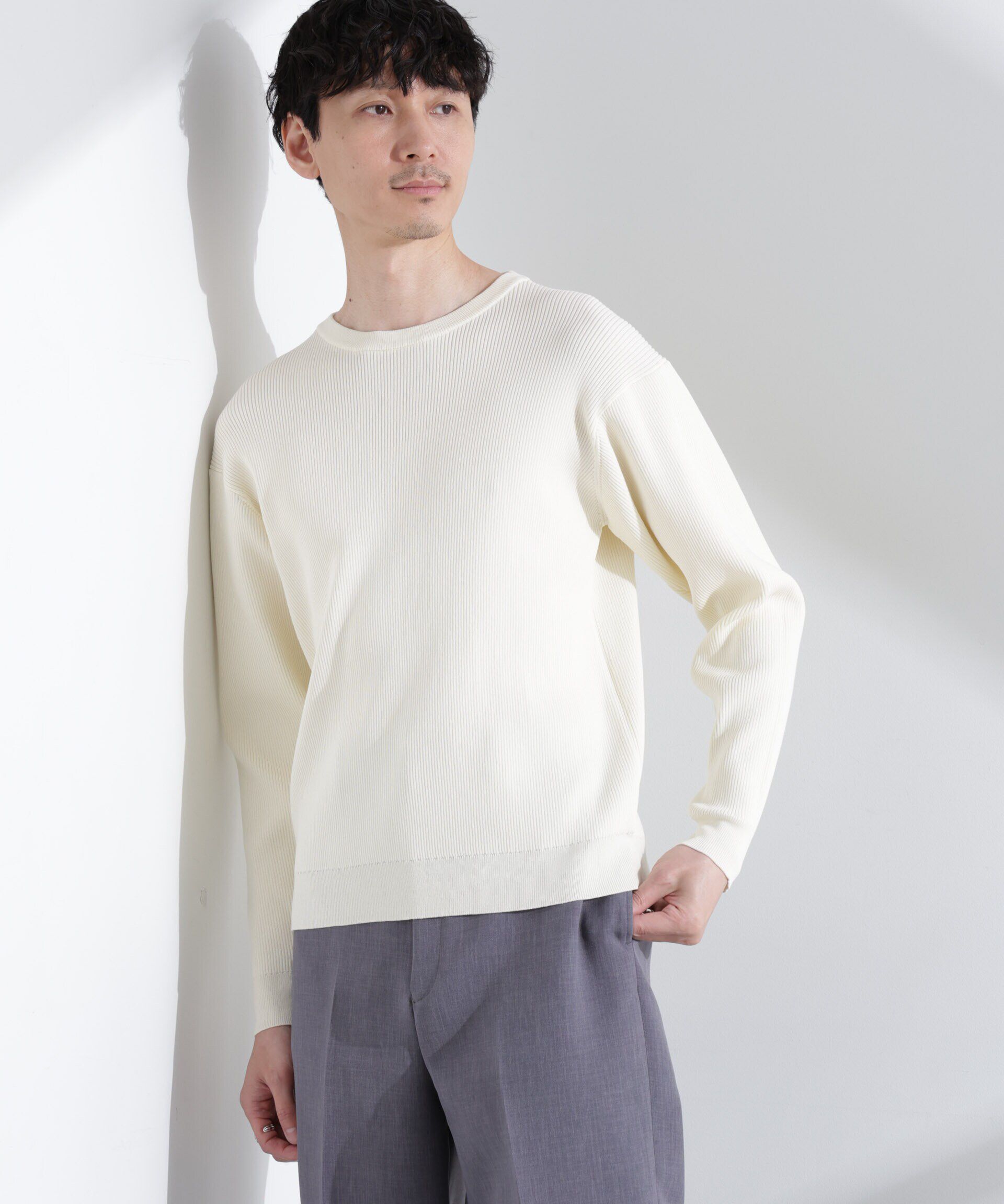  「CICAドライタッチ リブクルーネックニット」|ニット・セーター|エクリュ4