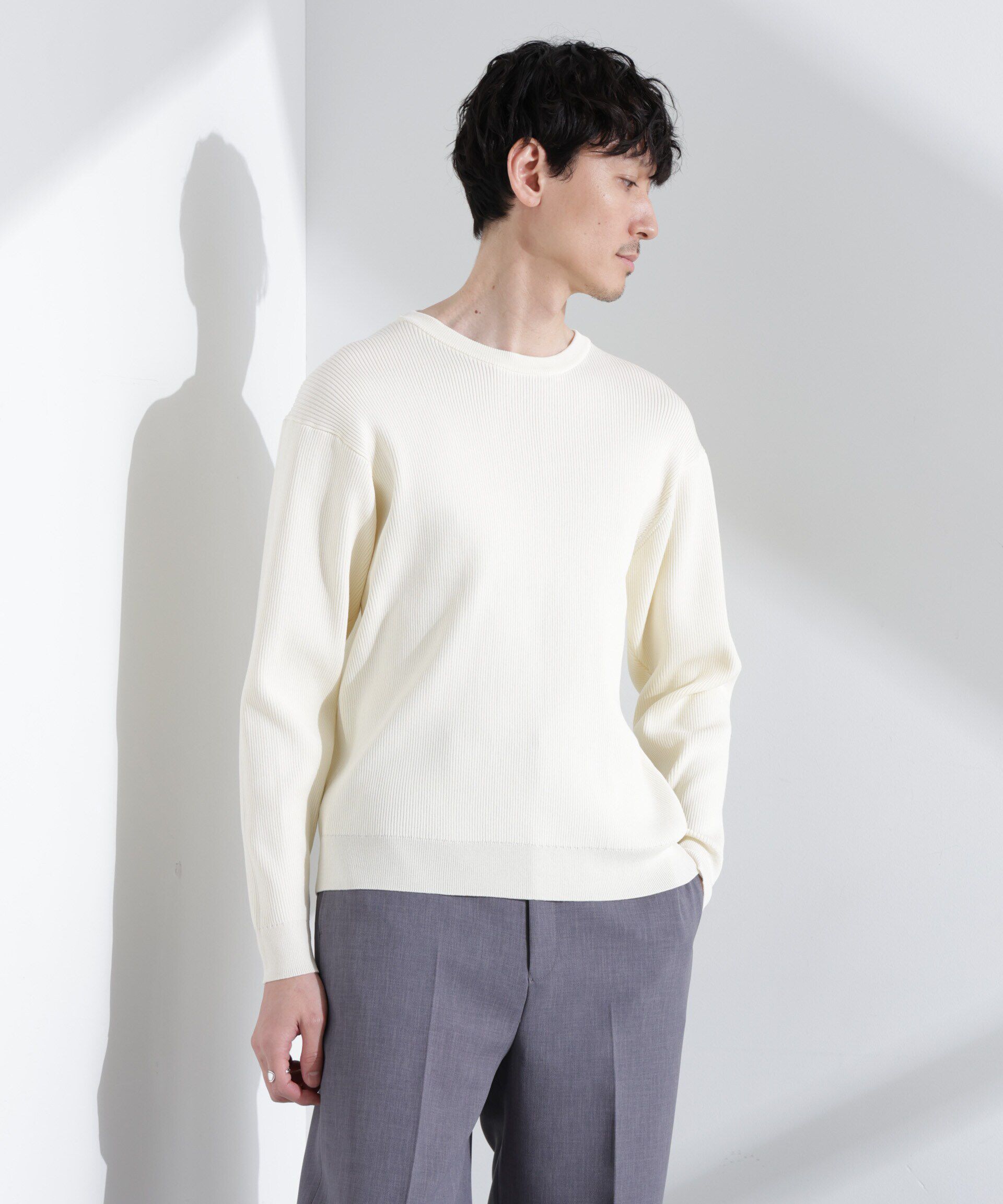  「CICAドライタッチ リブクルーネックニット」|ニット・セーター|