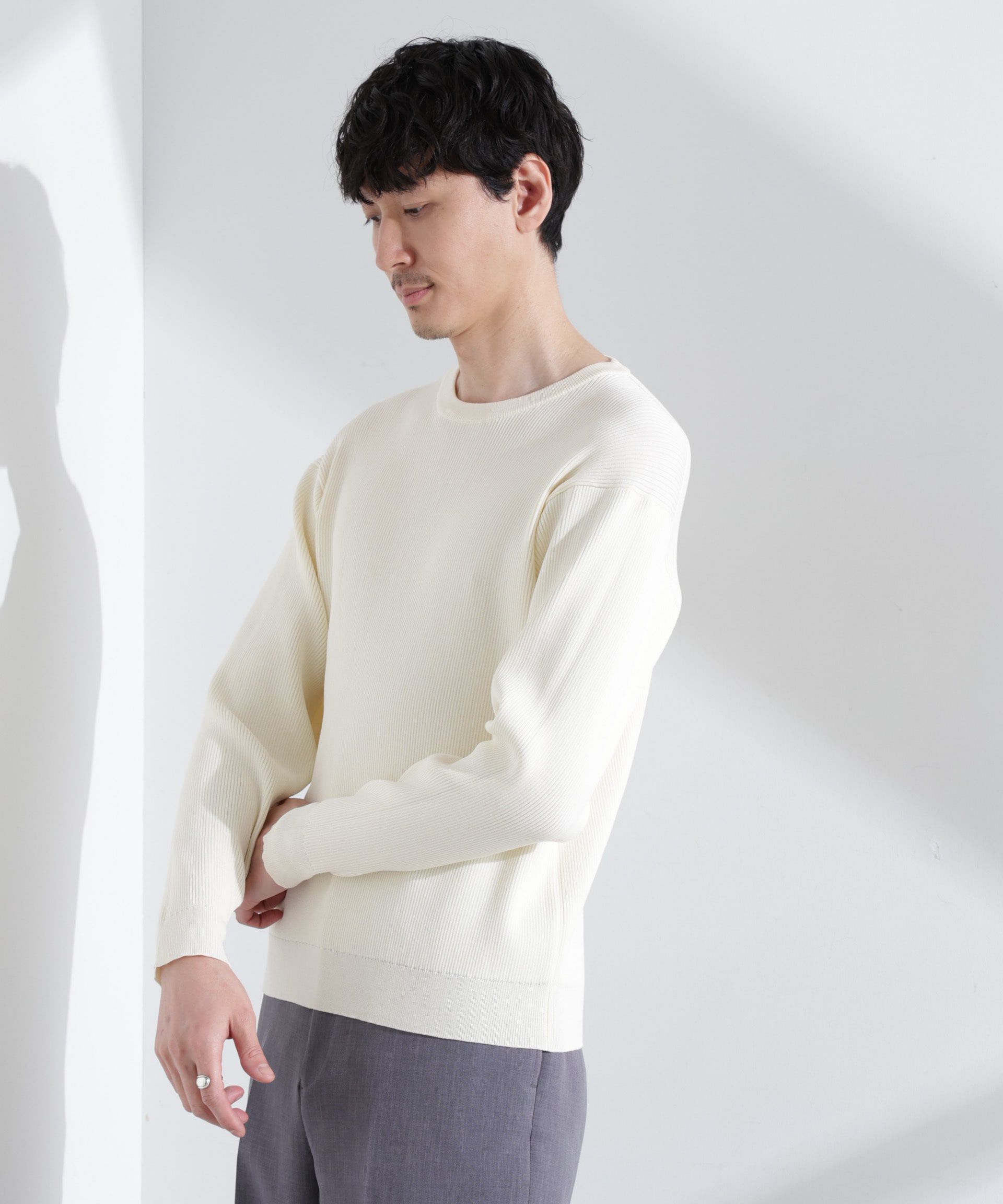  「CICAドライタッチ リブクルーネックニット」|ニット・セーター|