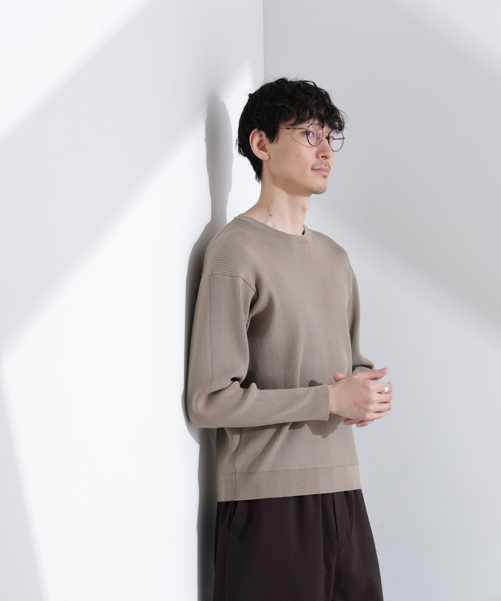  「CICAドライタッチ リブクルーネックニット」|ニット・セーター|