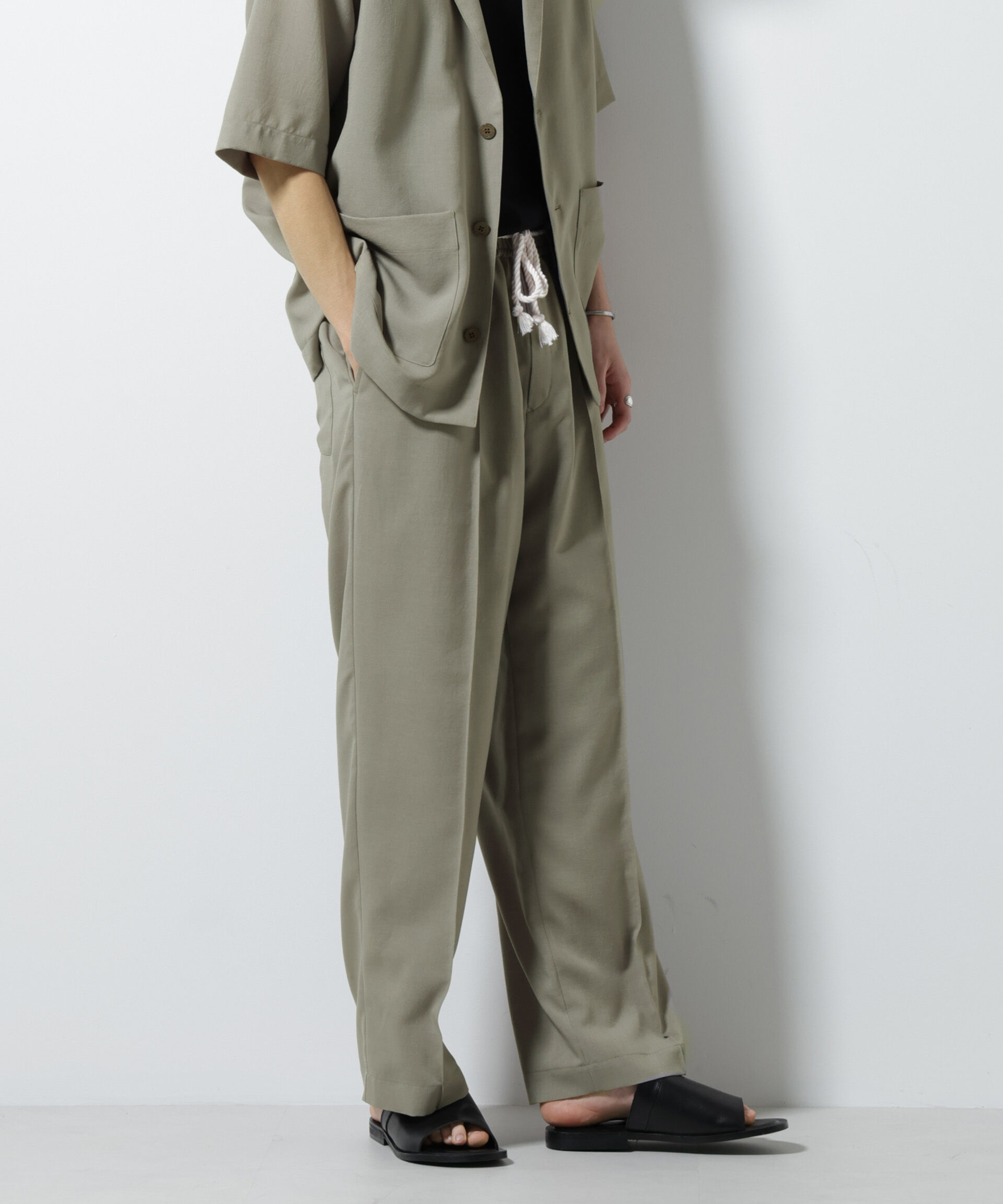 nano･universe「メランジドライイージーテーパードパンツ（セットアップ可）」|チノ|モカベージュ7