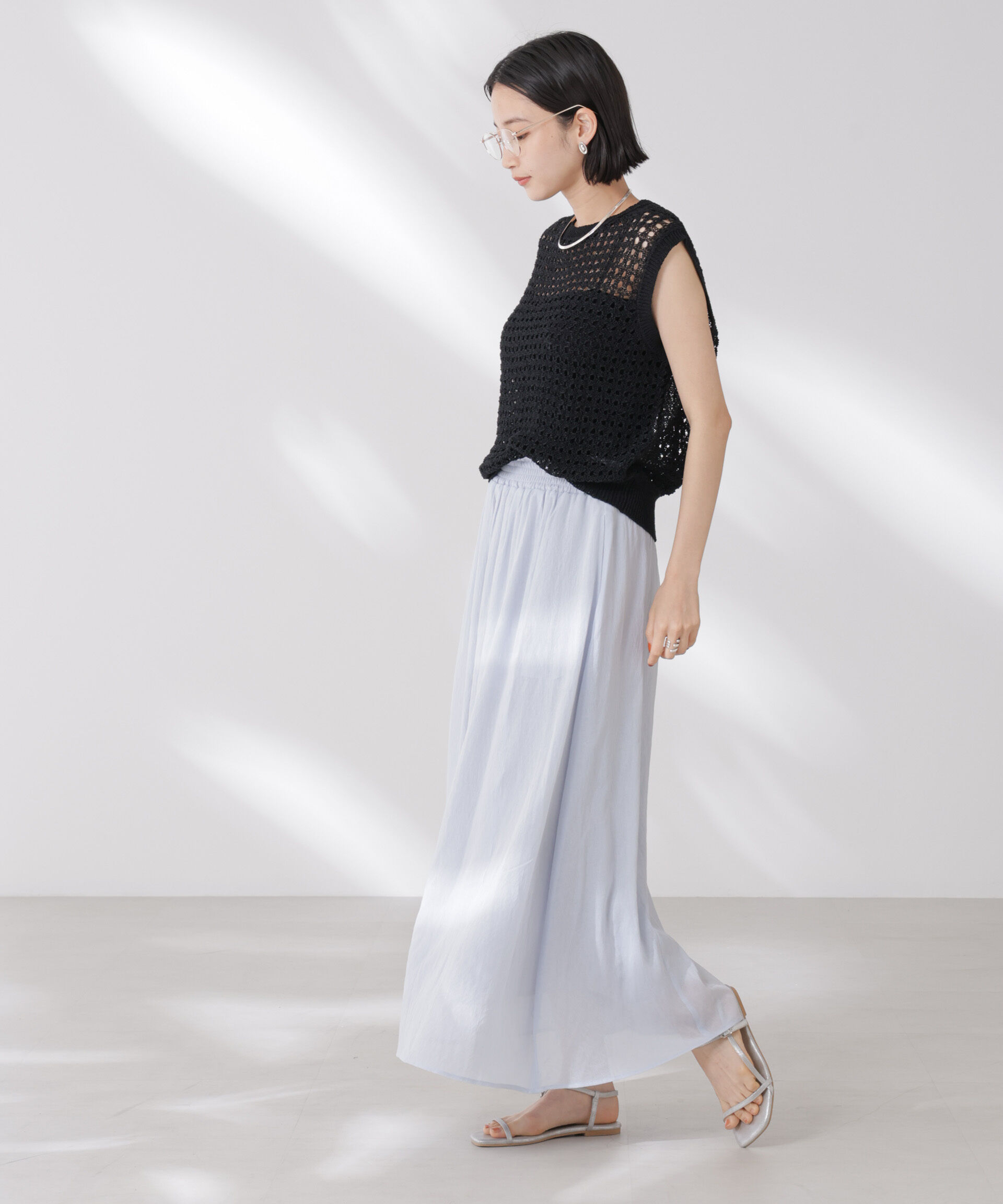 nano･universe「テープヤーンメッシュニットベスト」|ニット・セーター|