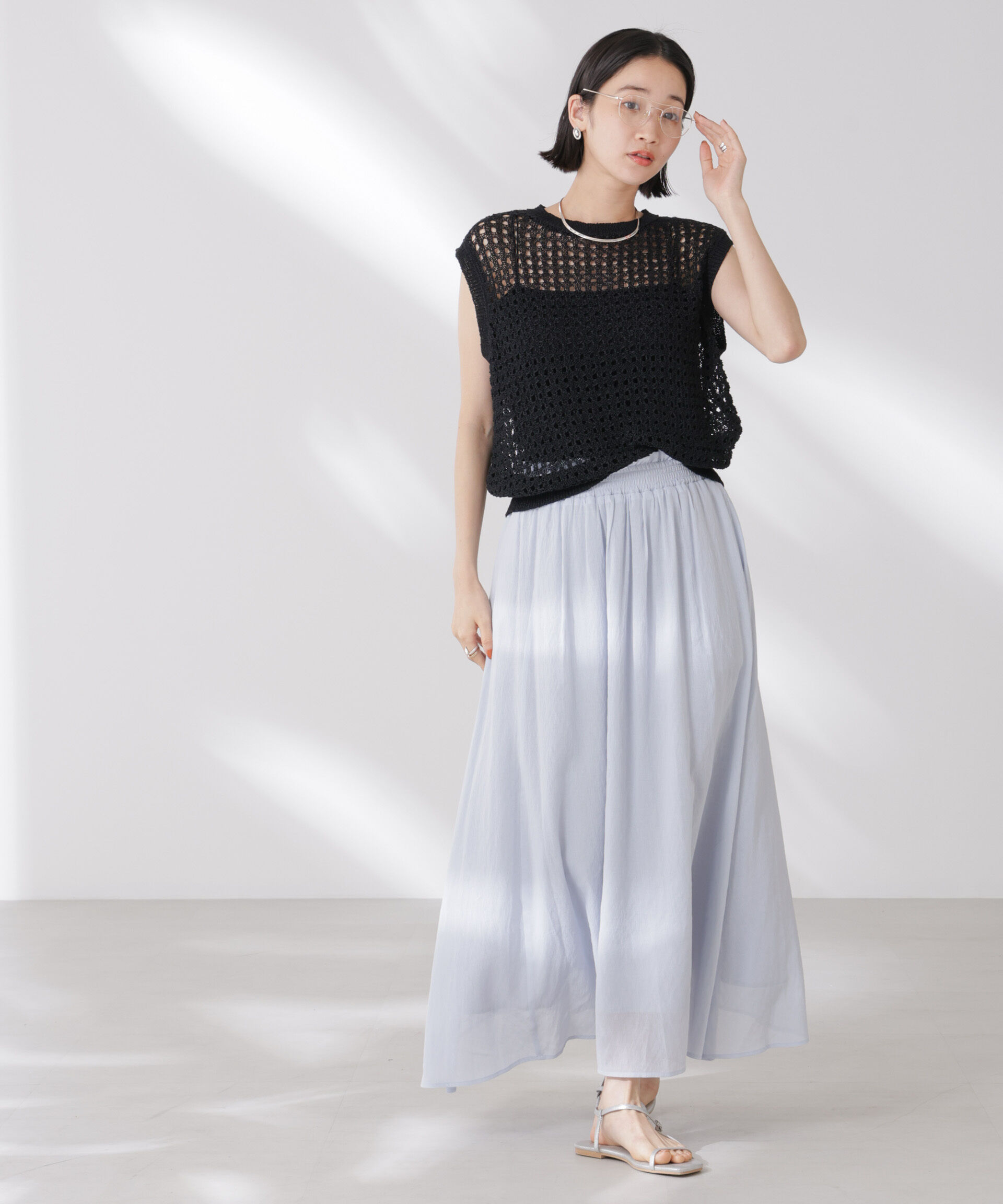 nano･universe「テープヤーンメッシュニットベスト」|ニット・セーター|