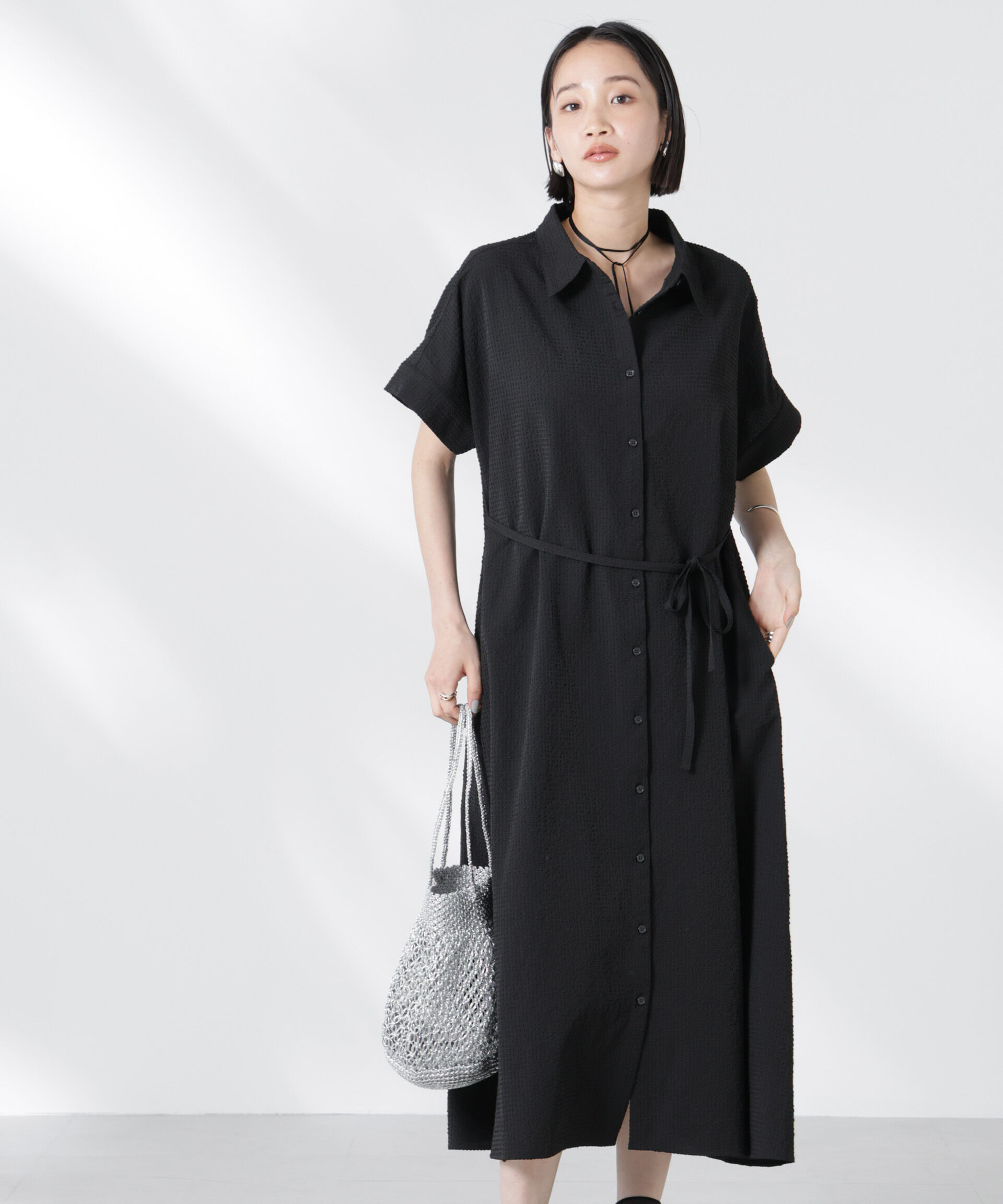 nano･universe「サッカードルマンスリーブシャツワンピース」|ワンピース|