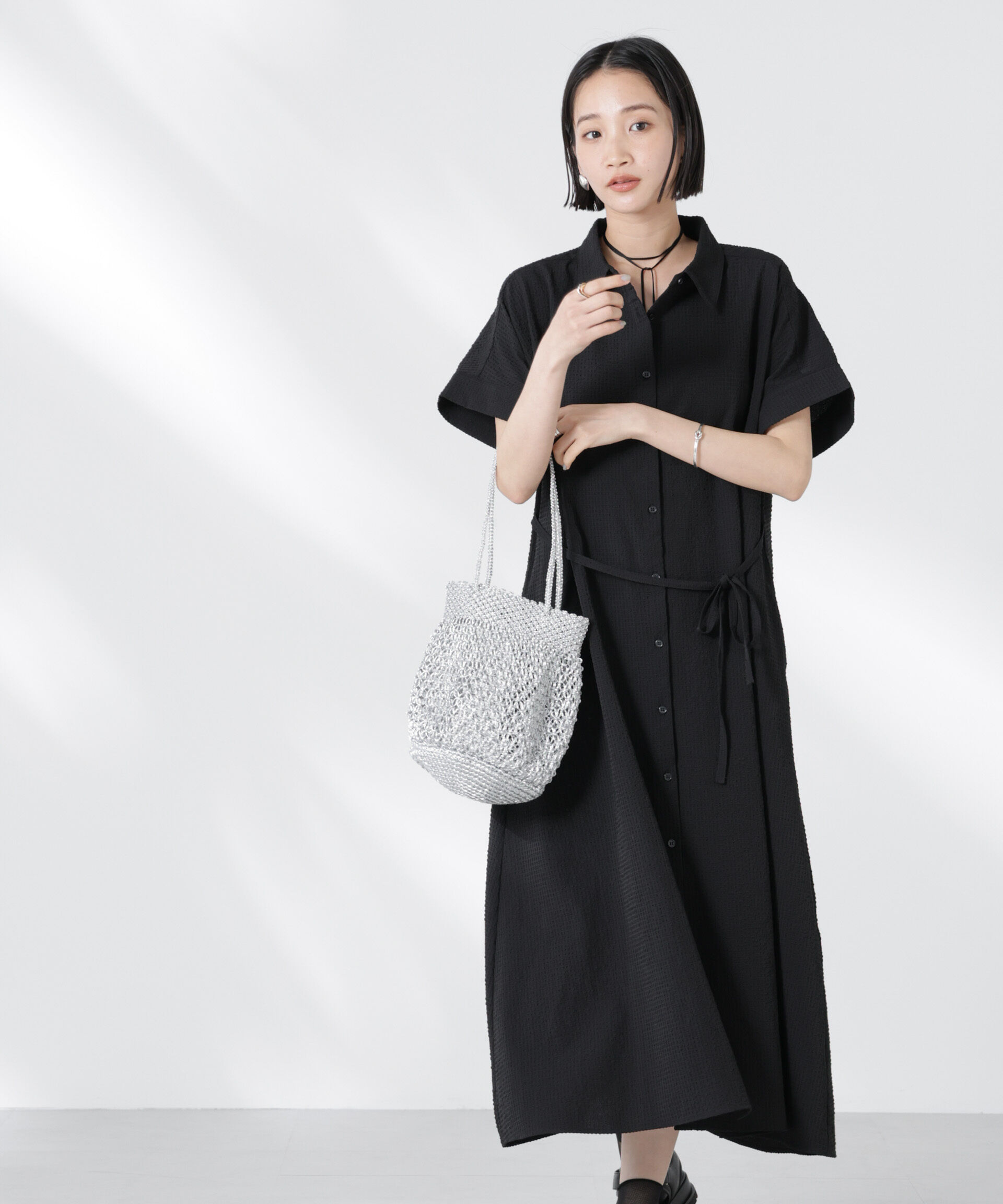 nano･universe「サッカードルマンスリーブシャツワンピース」|ワンピース|