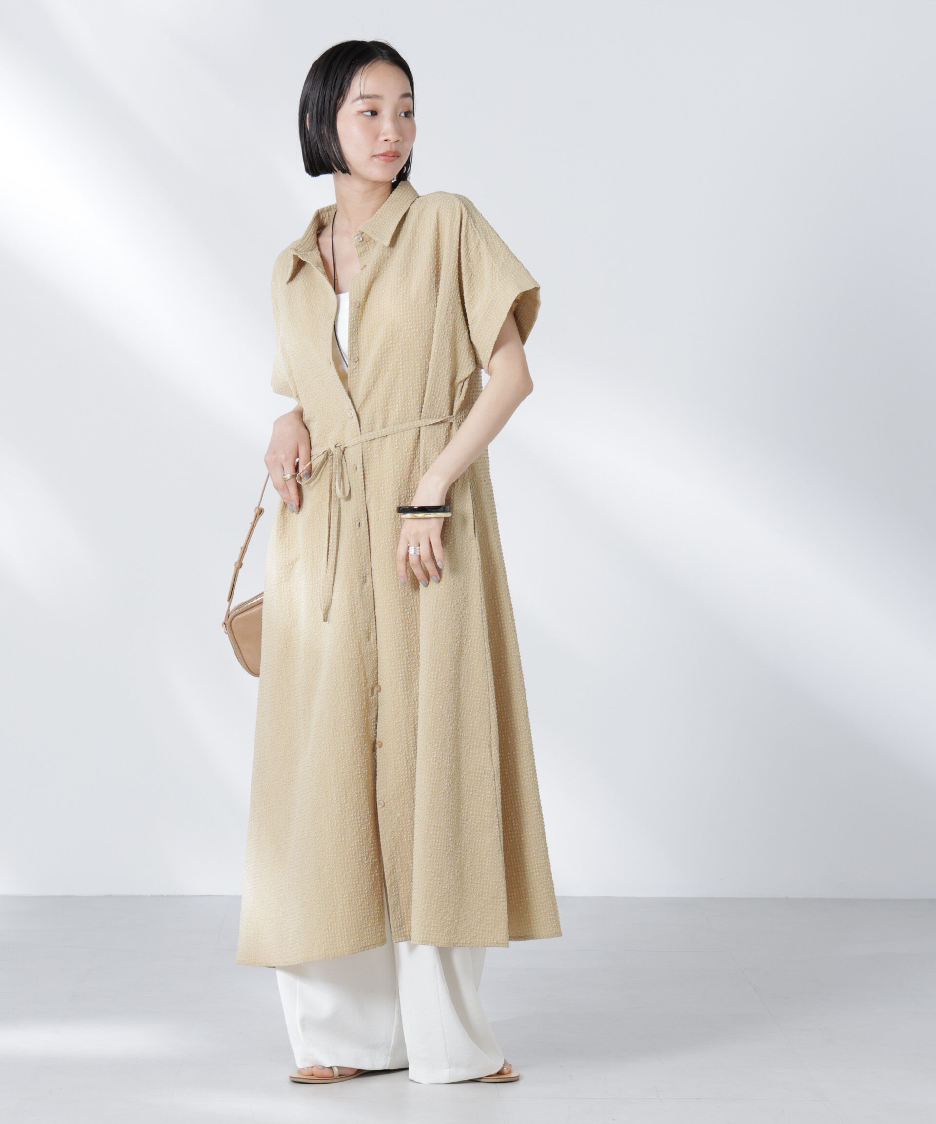 nano･universe「サッカードルマンスリーブシャツワンピース」|ワンピース|