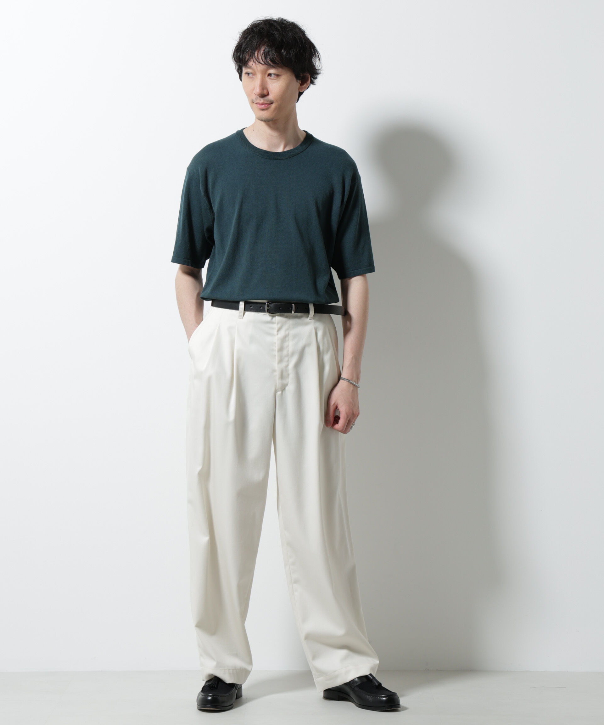 nano･universe「シルキータッチニットTシャツ 半袖」|ニット・セーター|