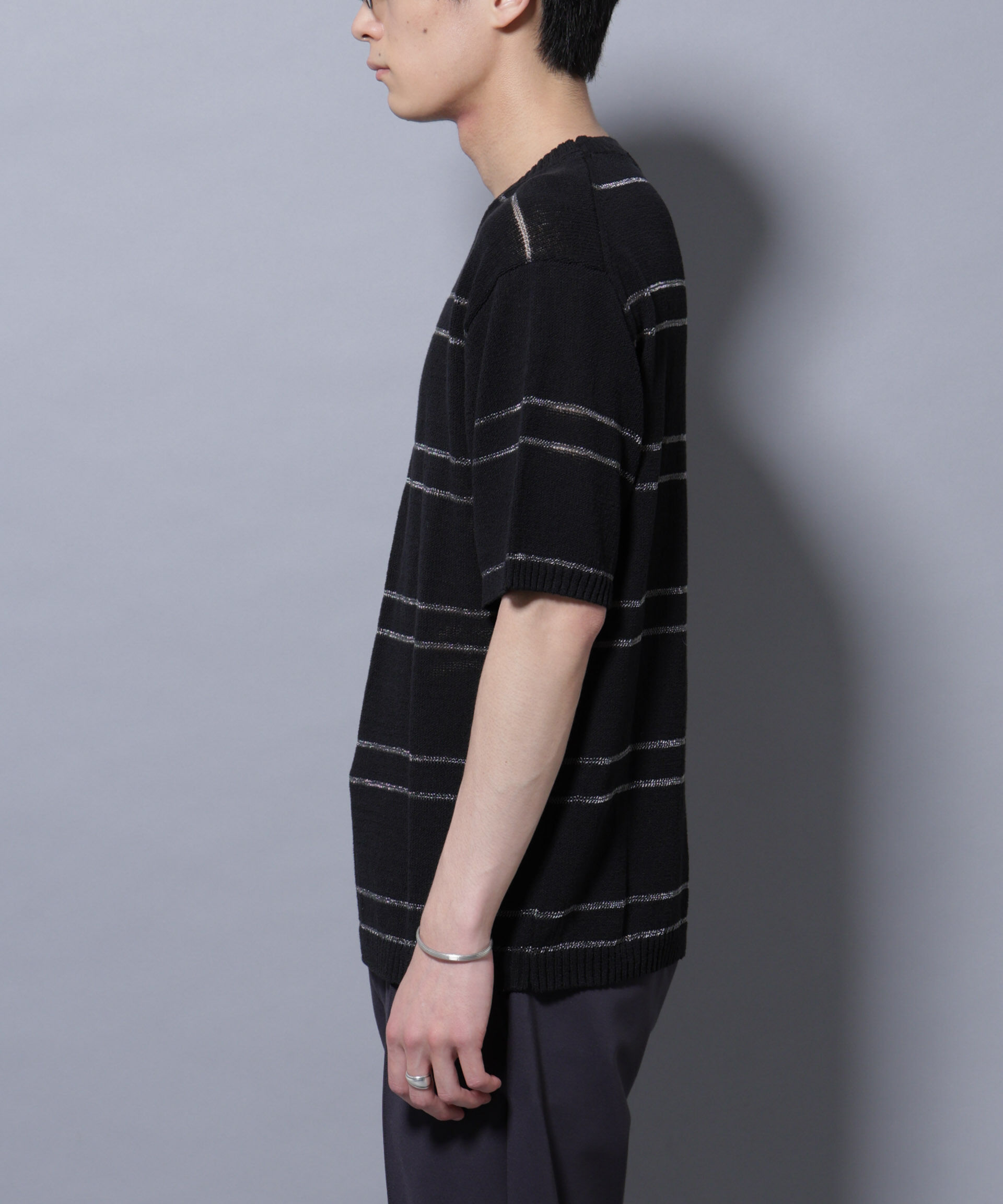 nano･universe「ブークレーラメボーダー ニットTシャツ」|ニット・セーター|