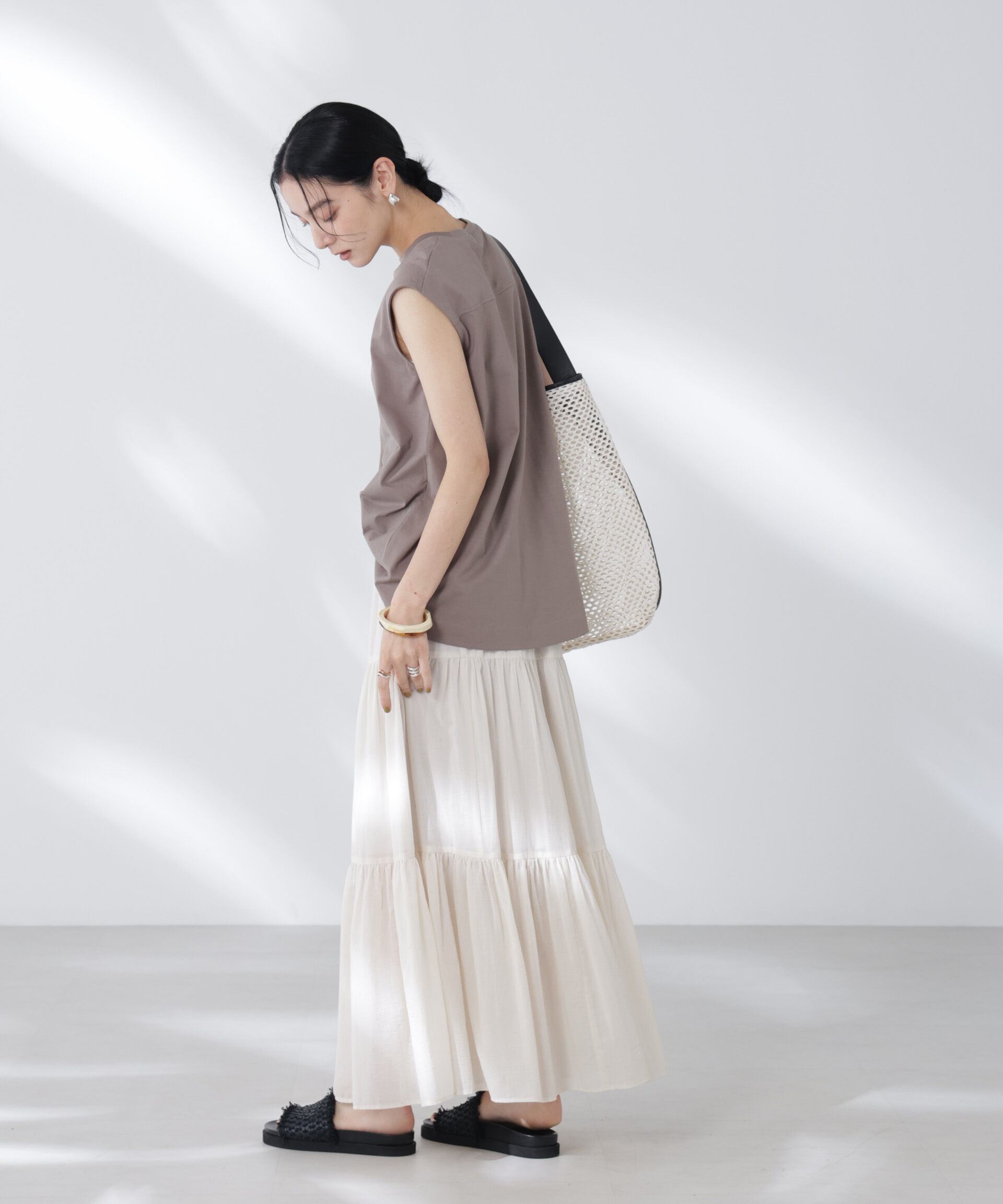 nano･universe「コットンシフォンティアードスカート」|スカート|