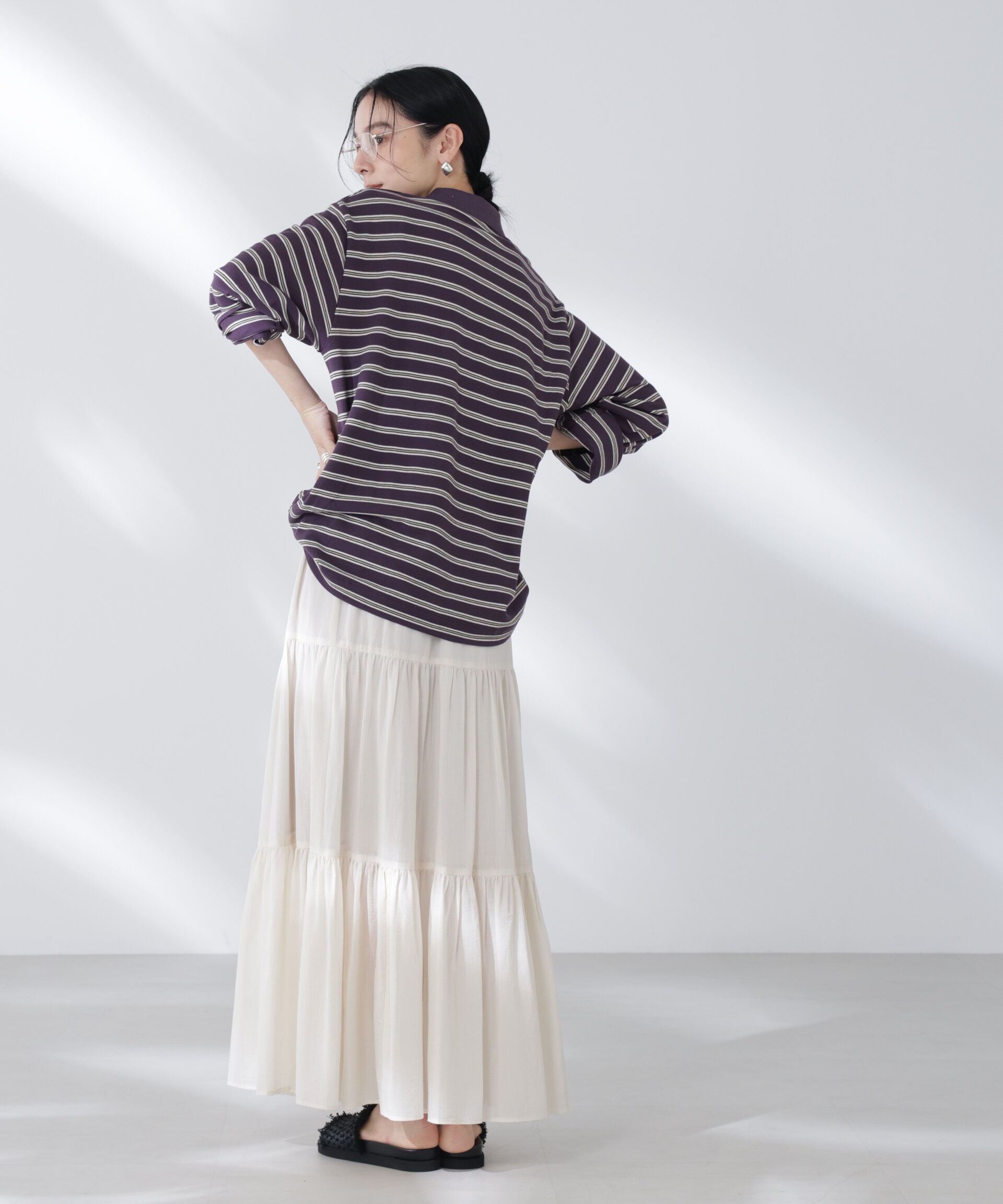 nano･universe「コットンシフォンティアードスカート」|スカート|