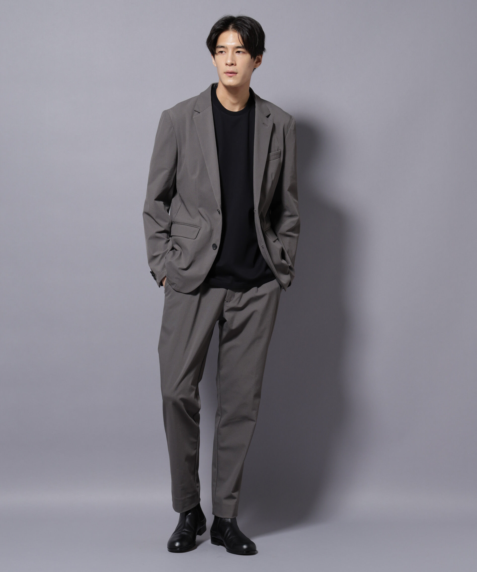 nano･universe「｢Damerino｣ ナイロンストレッチトリコットセットアップ」|スーツ|チャコール3