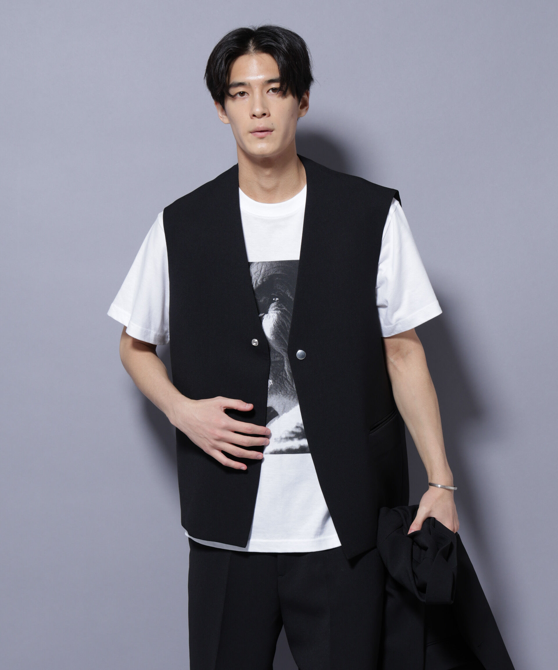 nano･universe「Reflax(R) ダブルクロスウェザーベスト(セットアップ可)」|ダウンベスト・ベスト|