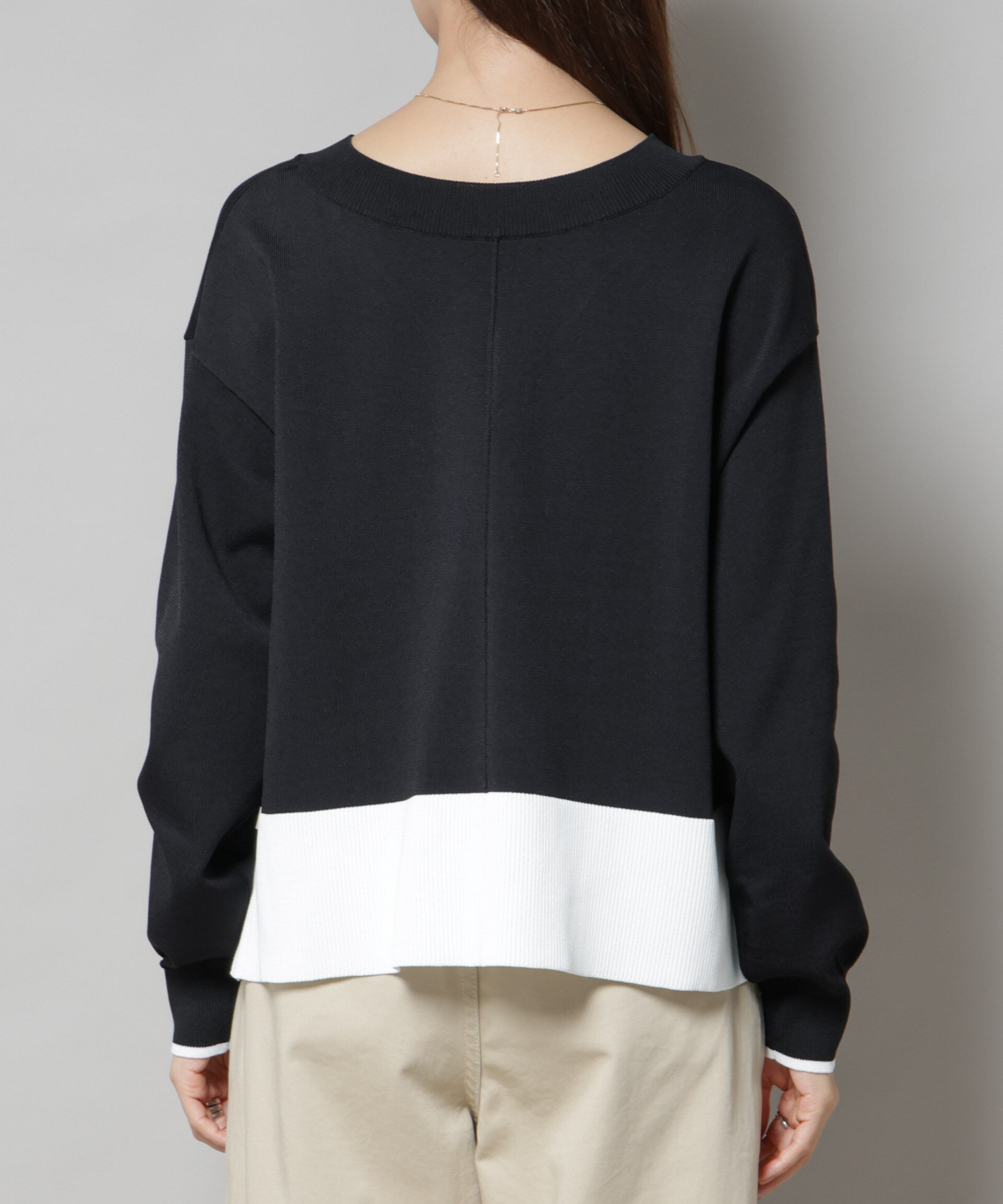 nano･universe「洗濯機洗可前後2way配色ニット」|ニット・セーター|