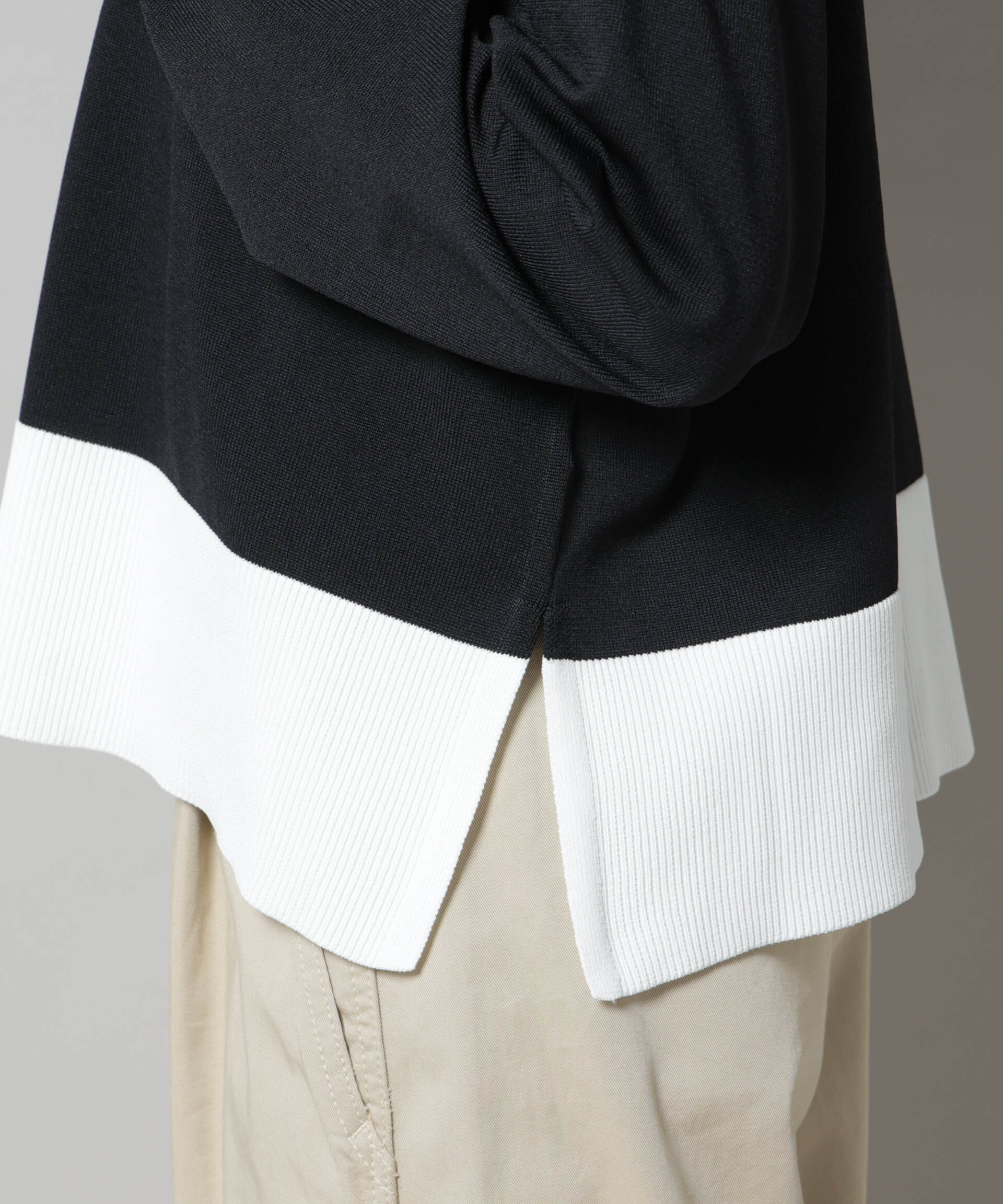 nano･universe「洗濯機洗可前後2way配色ニット」|ニット・セーター|