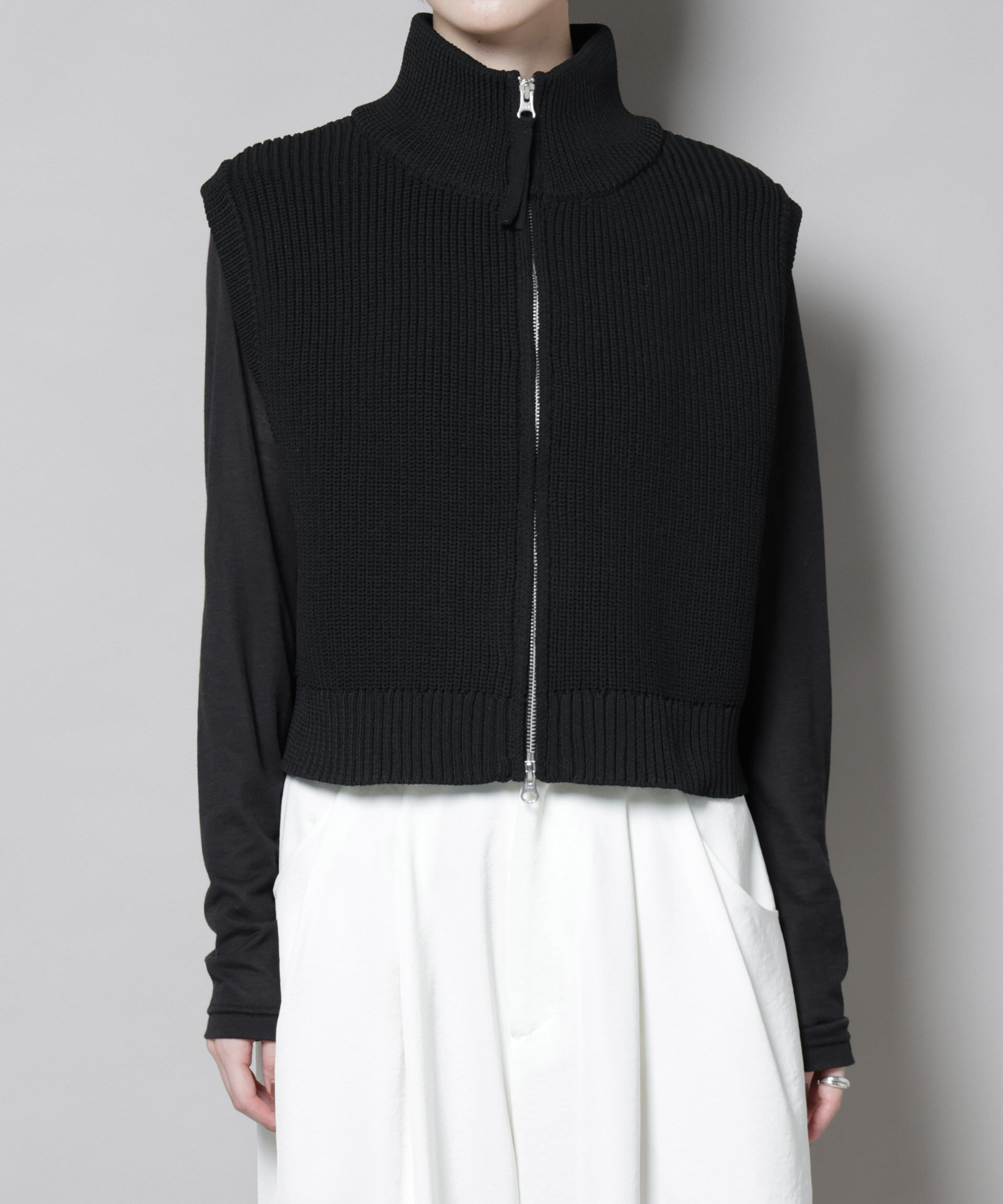 nano･universe「ダブルジップアップドライバーズニットベスト」|ニット・セーター|