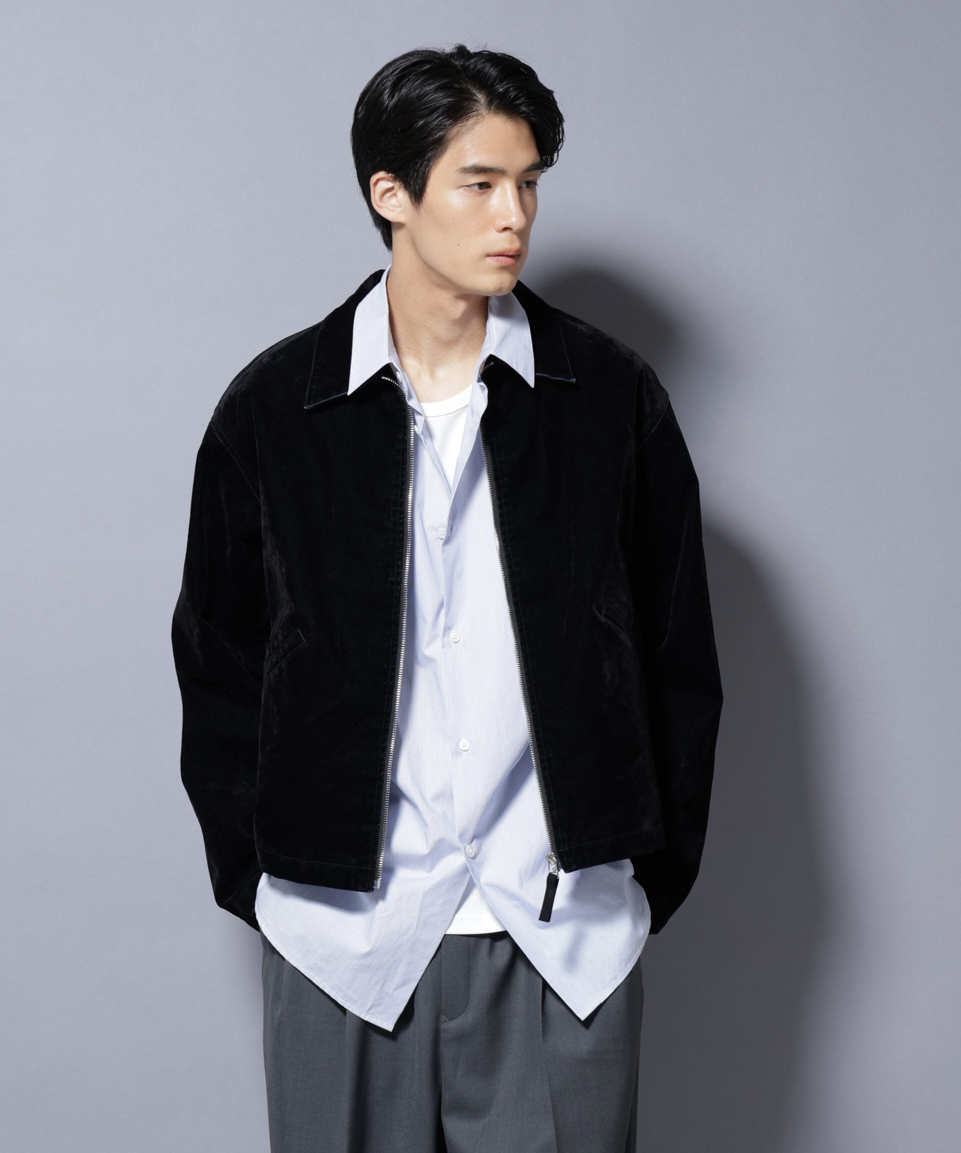 nano･universe「フロッキーデニム スポーツジャケット」|ブルゾン・スタジャン|