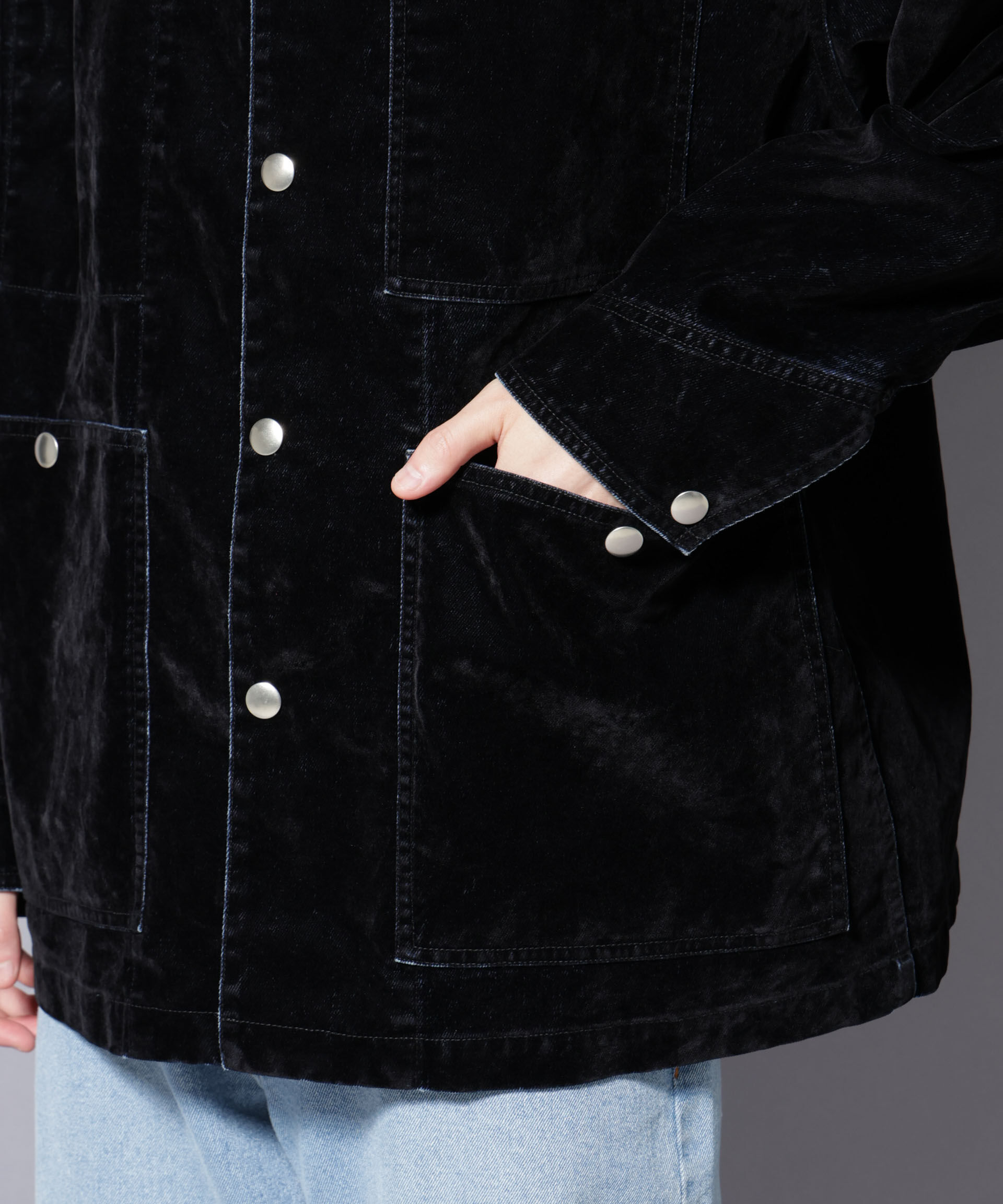 nano･universe「フロッキーデニム オーバージャケット」|ブルゾン・スタジャン|