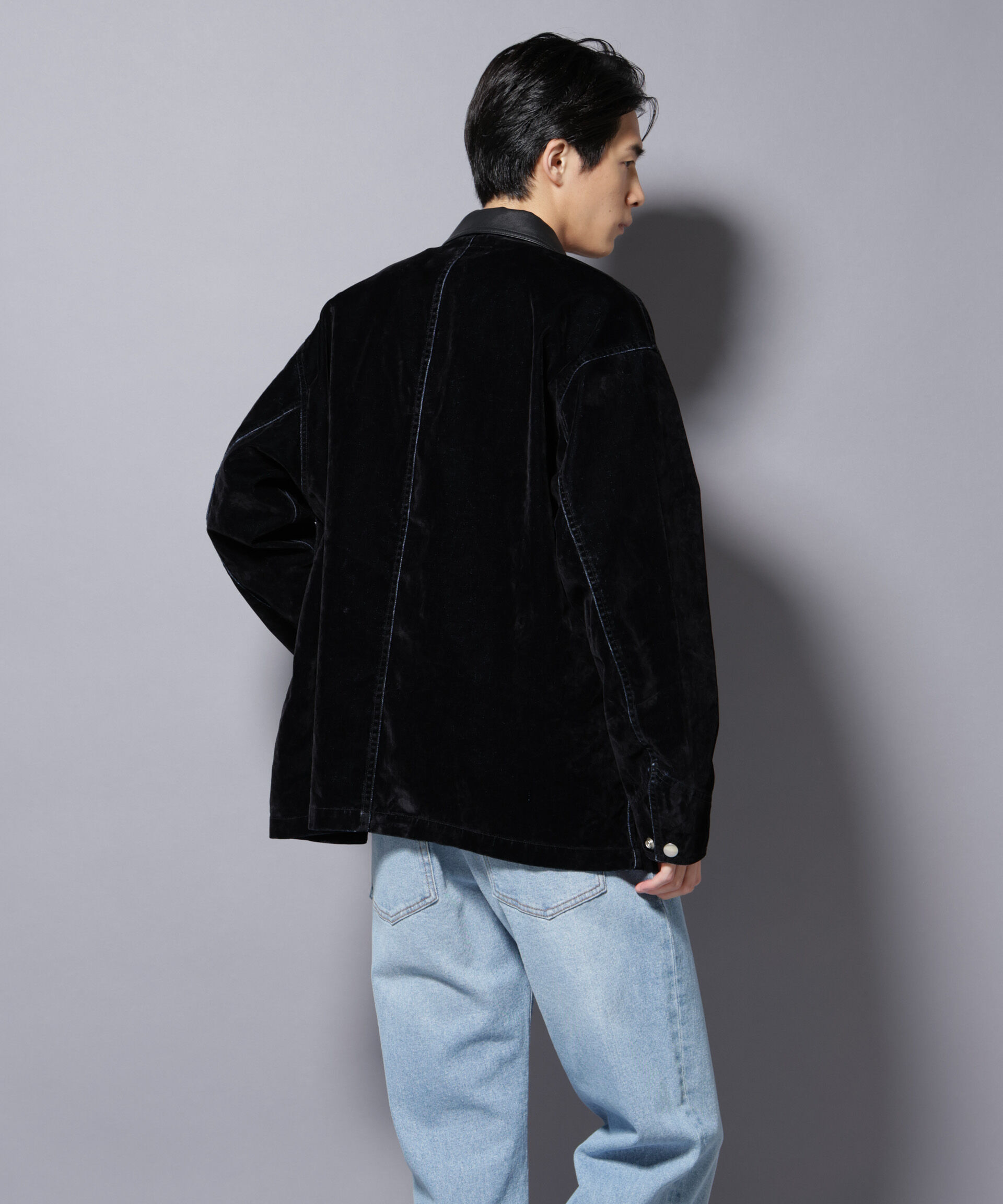 nano･universe「フロッキーデニム オーバージャケット」|ブルゾン・スタジャン|