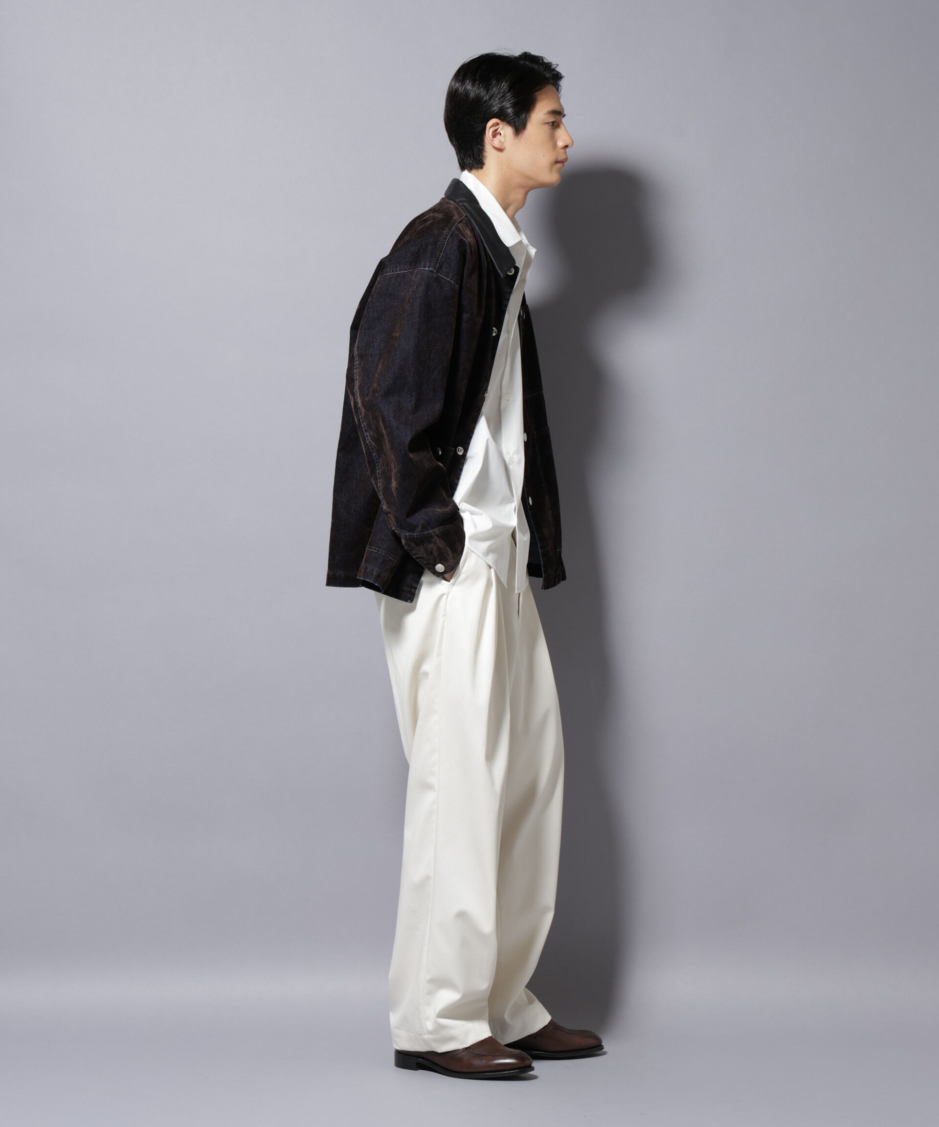 nano･universe「フロッキーデニム オーバージャケット」|ブルゾン・スタジャン|