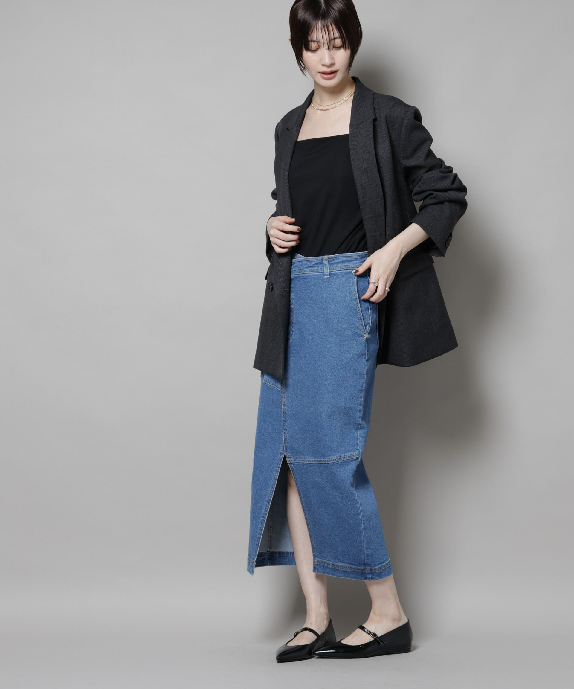 nano･universe「ラップペンシルデニムスカート」|スカート|