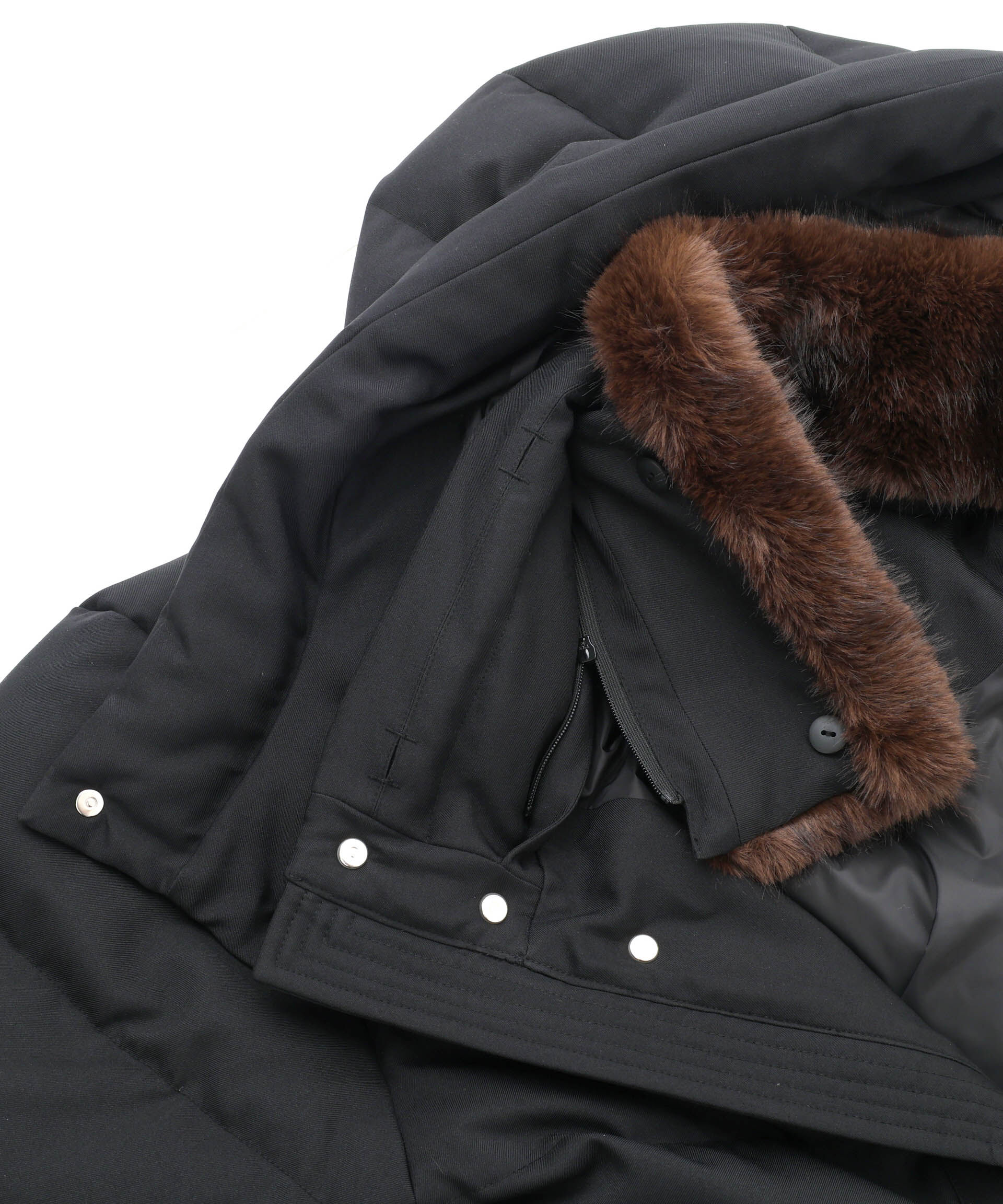 nano･universe「「西川ダウン(R)」フェイクファーカラーサージロングダウン」|ダウン|