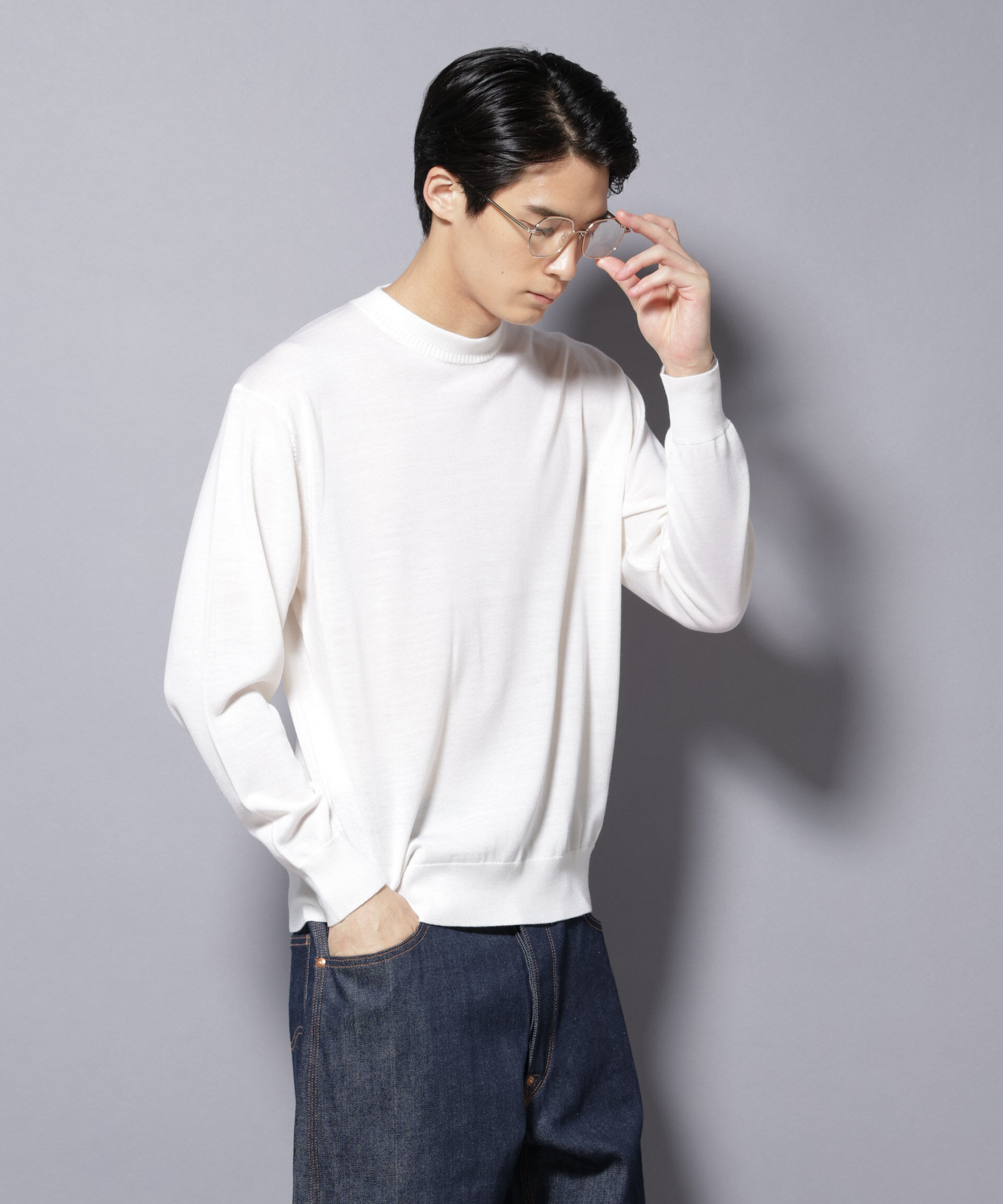 nano･universe「「毛玉レスニット」ファインゲージクルーネック」|ニット・セーター|