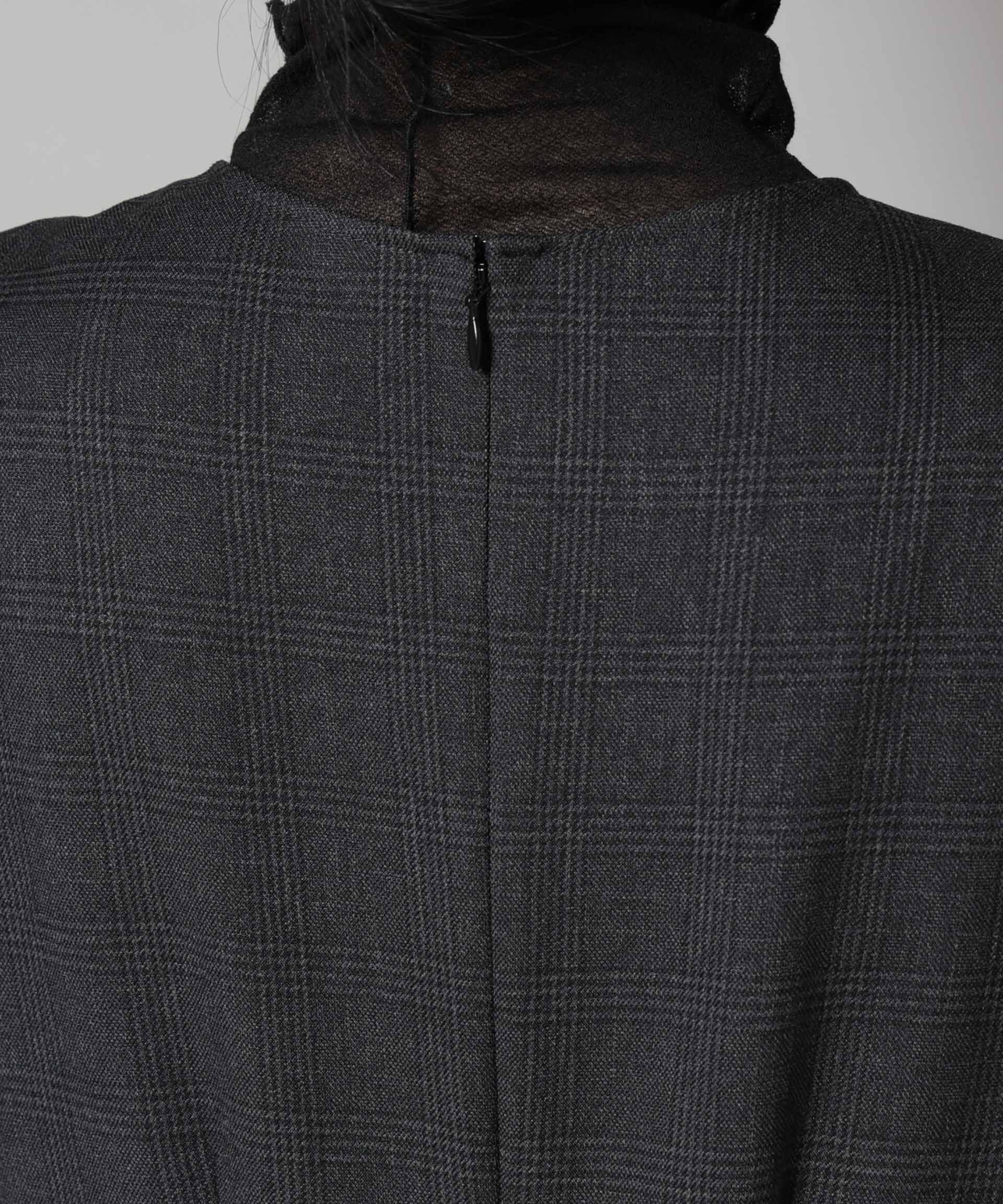 nano･universe「ストレッチサージチェックVネックワンピース(セットアップ可)」|ワンピース|