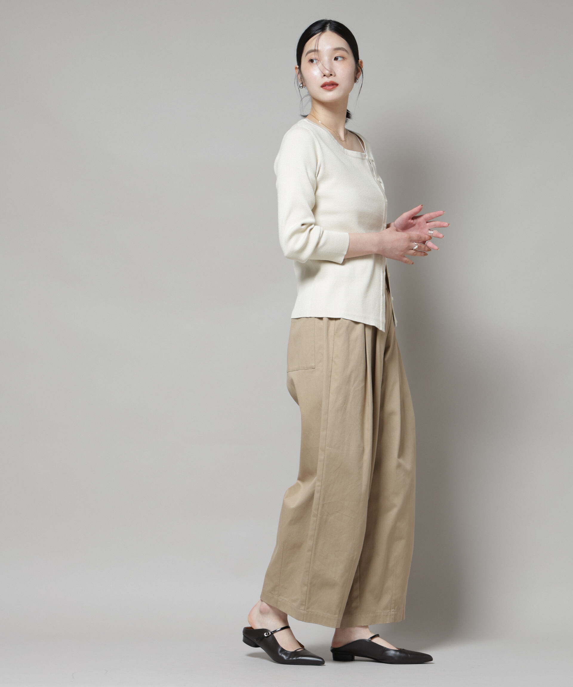 nano･universe「アシメネックデサインリブニットトップス」|ニット・セーター|