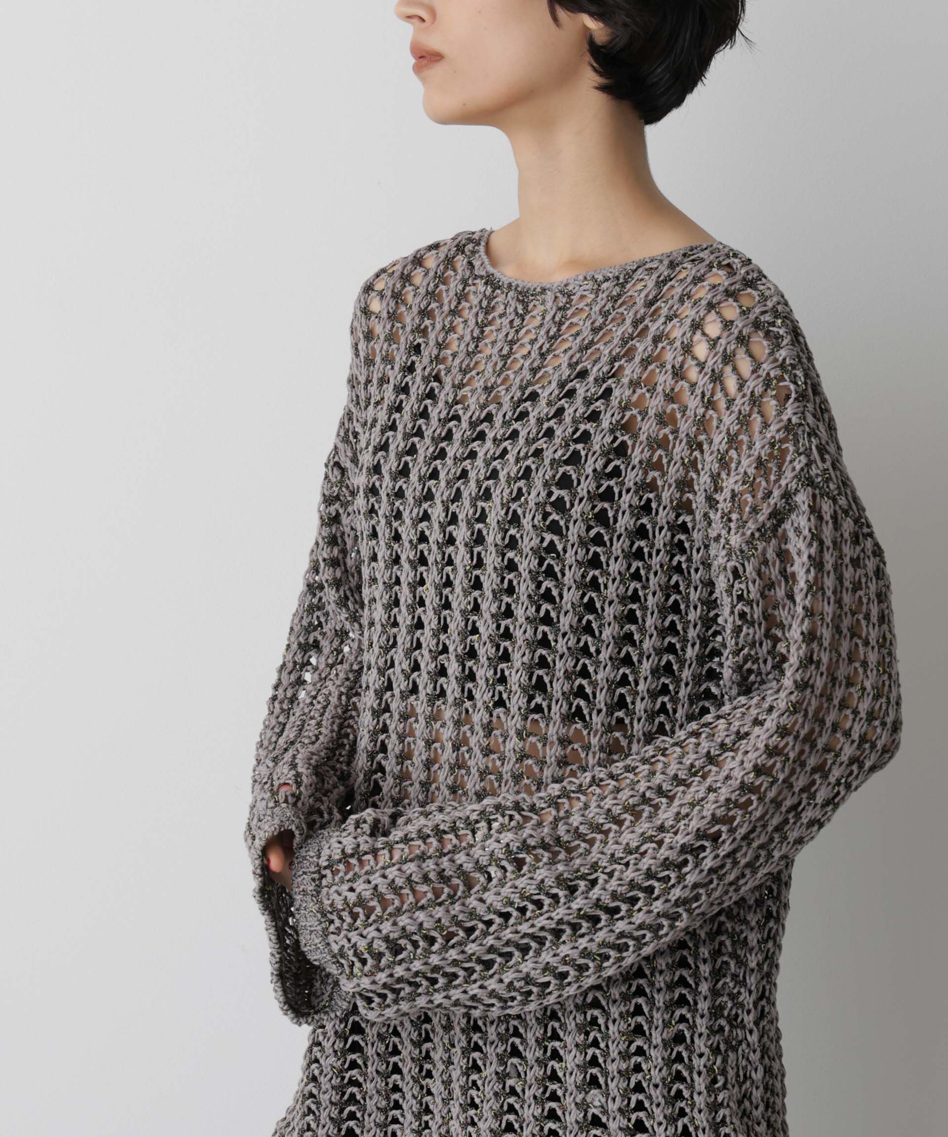 nano･universe「「STEVELOUR」シャイニーレースニットトップス」|ニット・セーター|