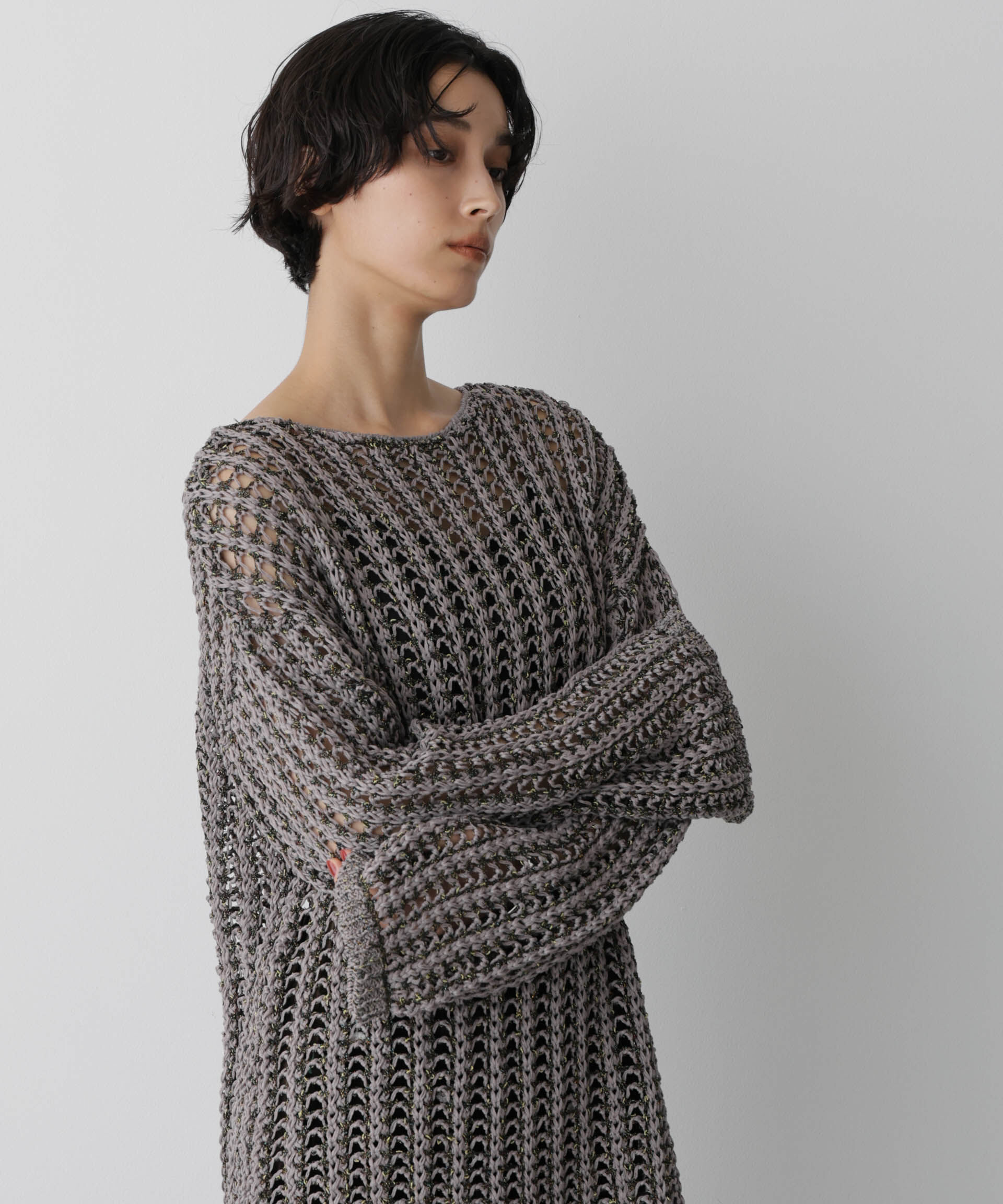 nano･universe「「STEVELOUR」シャイニーレースニットトップス」|ニット・セーター|