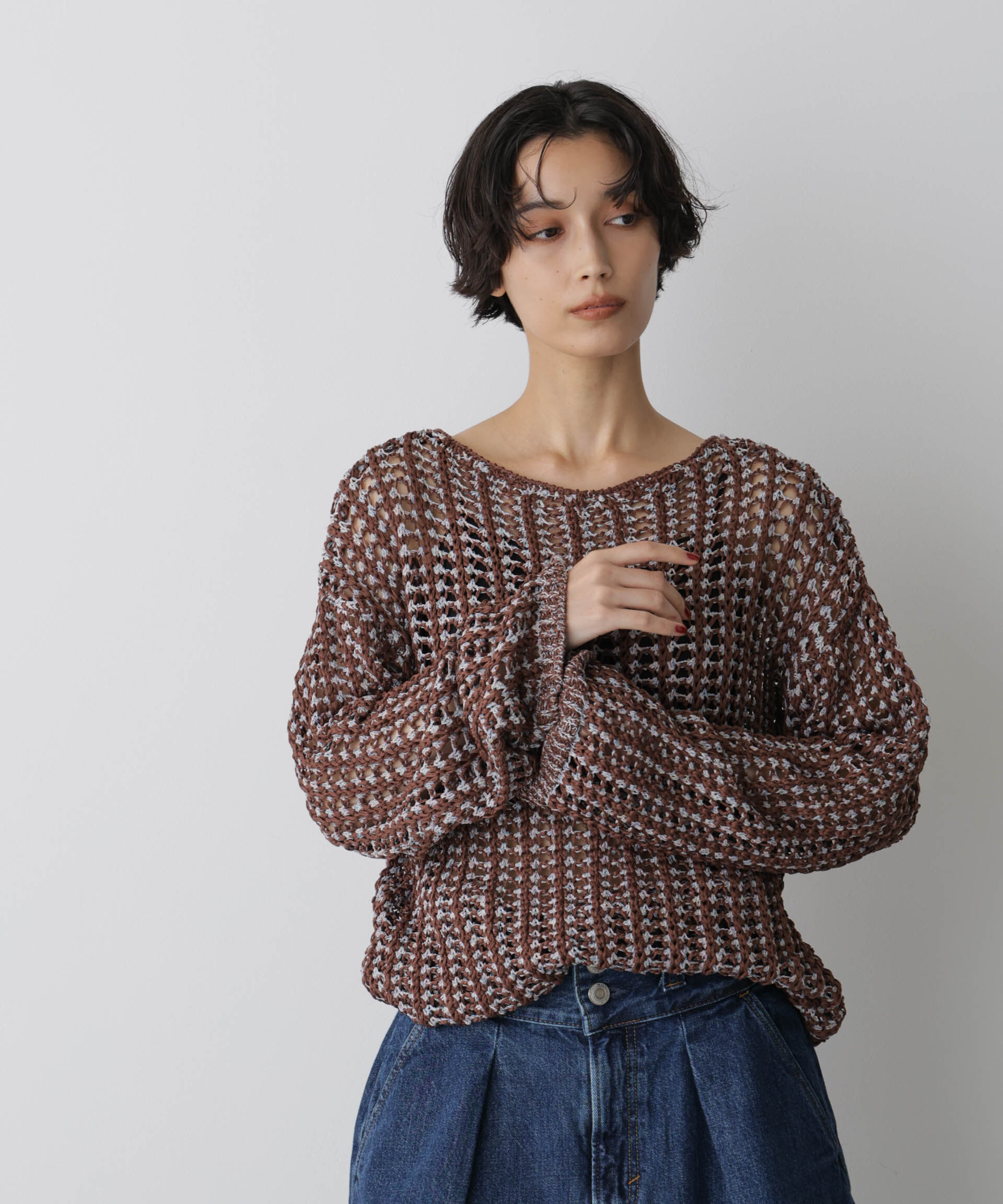 nano･universe「「STEVELOUR」シャイニーレースニットトップス」|ニット・セーター|