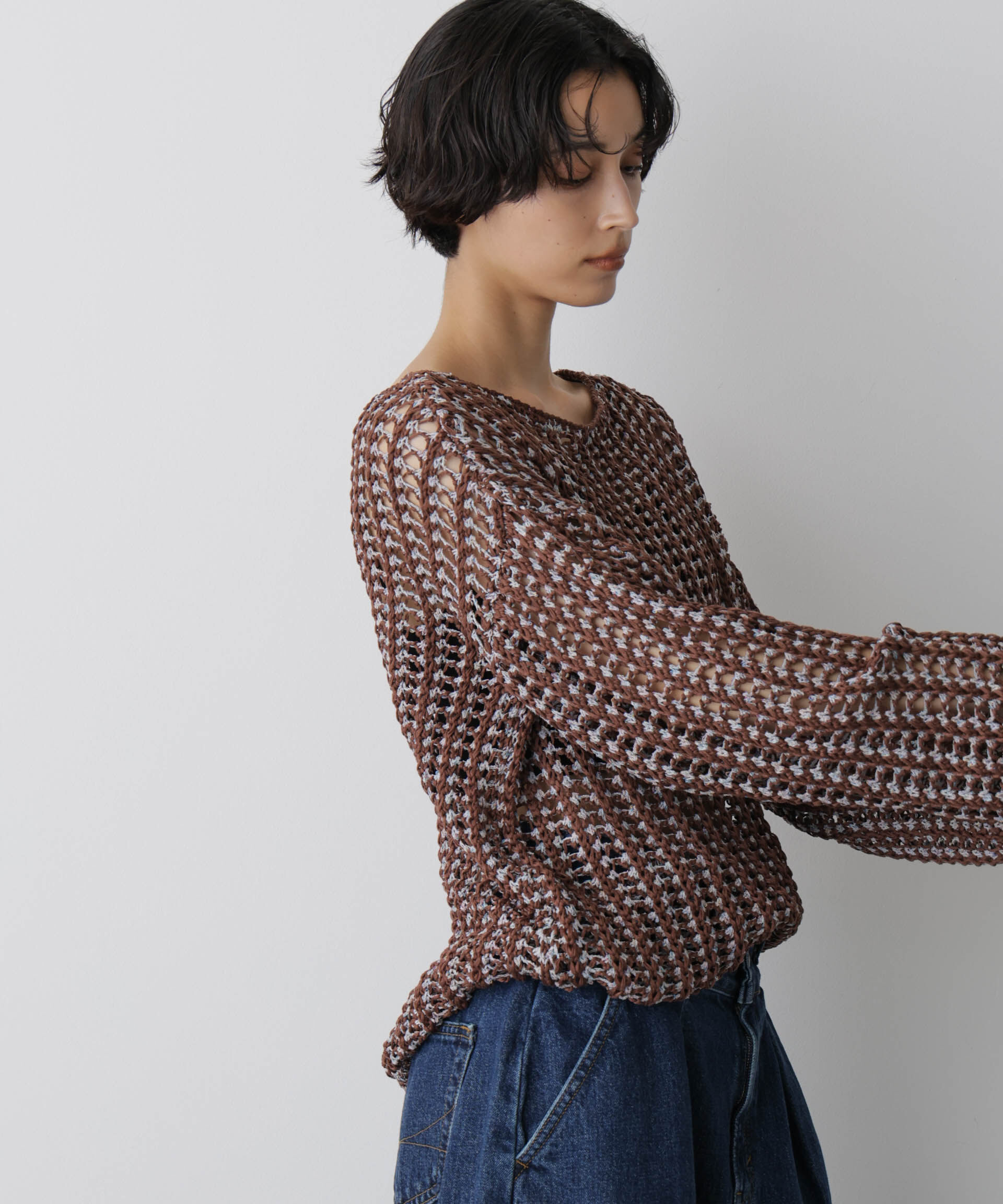 nano･universe「「STEVELOUR」シャイニーレースニットトップス」|ニット・セーター|