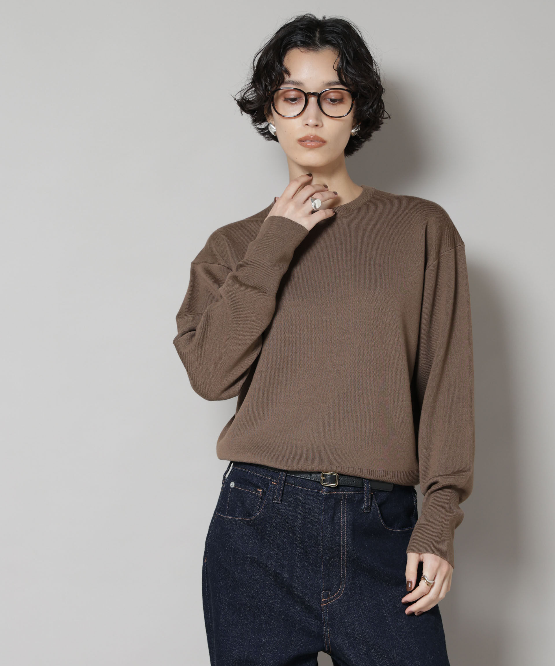 nano･universe「毛玉レスニットスムースクルーネックプルオーバー」|ニット・セーター|