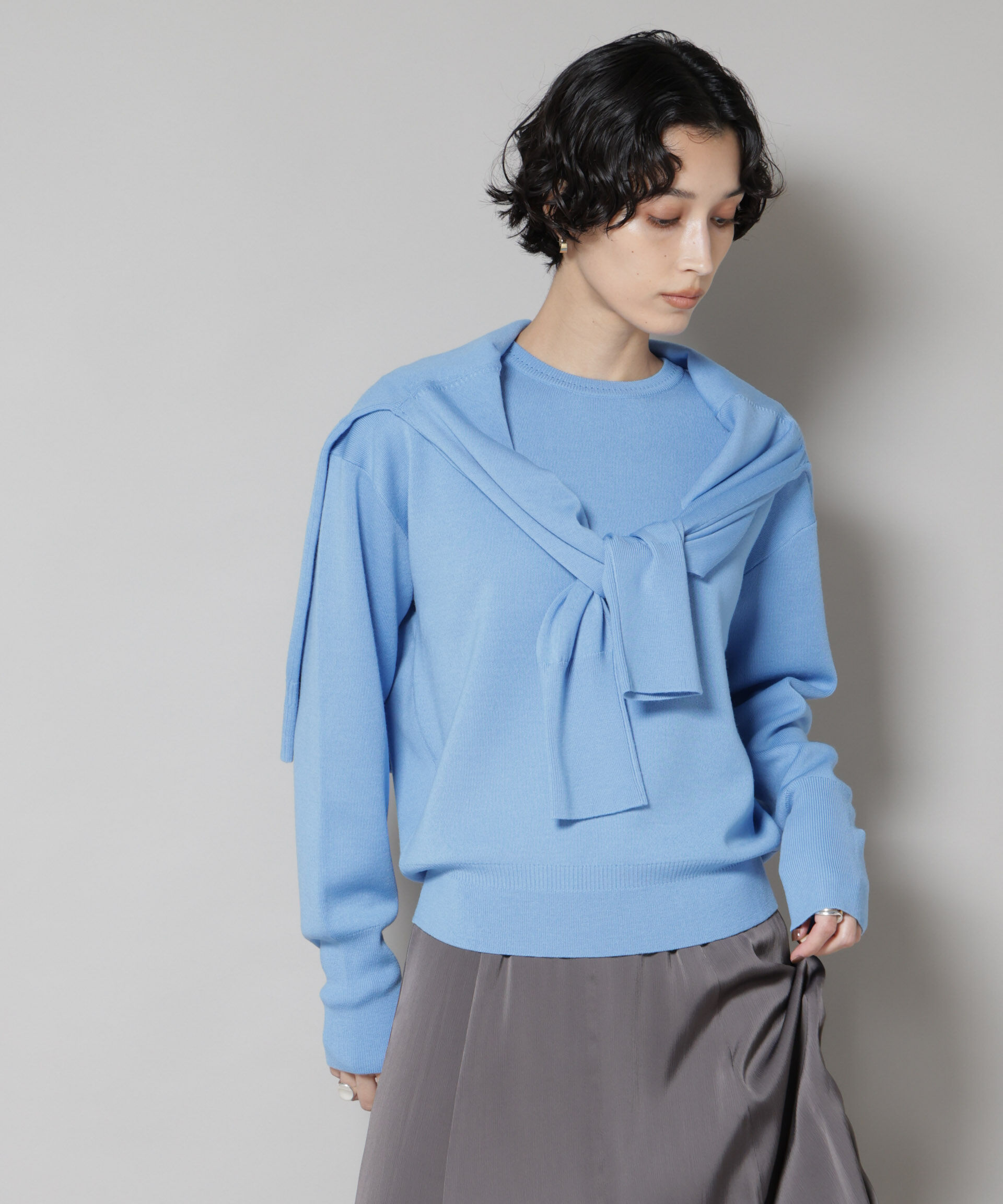 nano･universe「毛玉レスニットスムースクルーネックプルオーバー」|ニット・セーター|L.ブルー1