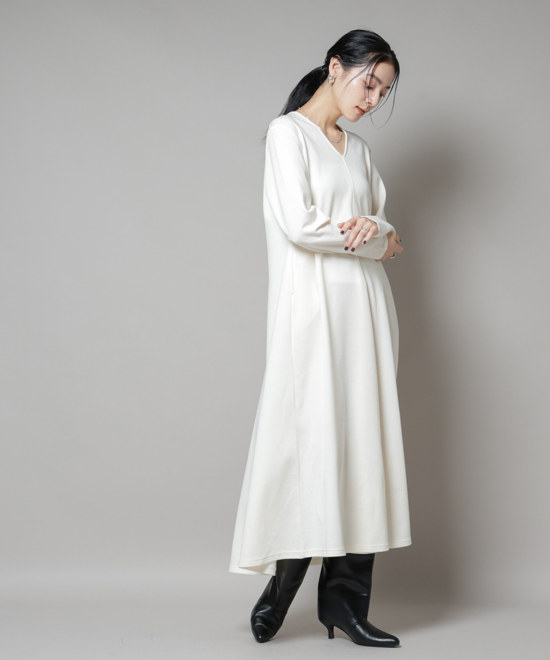 nano･universe「ライトコットンダンボールフレアワンピース」|ワンピース|