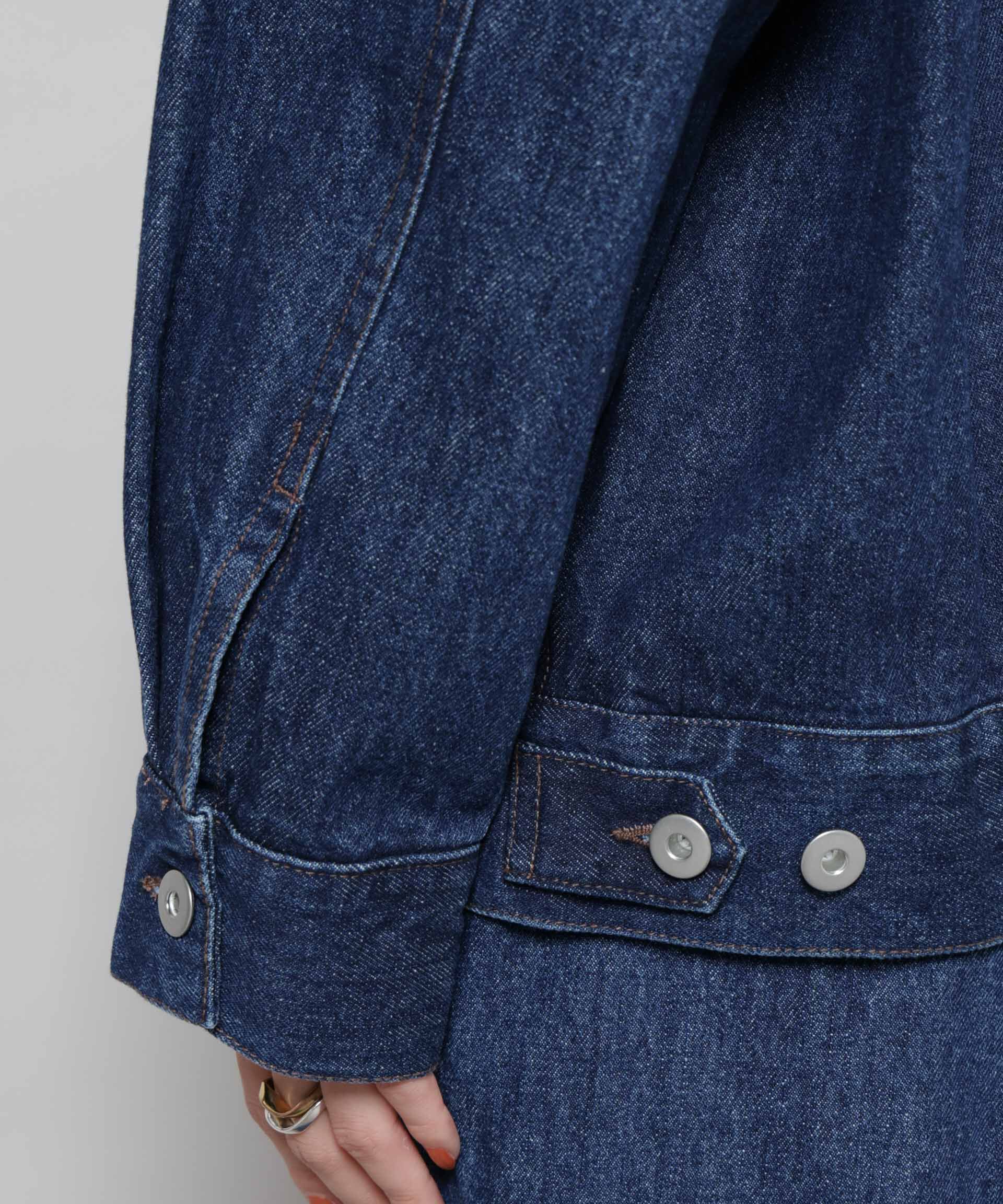 nano･universe「ノーカラーデニムジャケット」|テーラードジャケット|