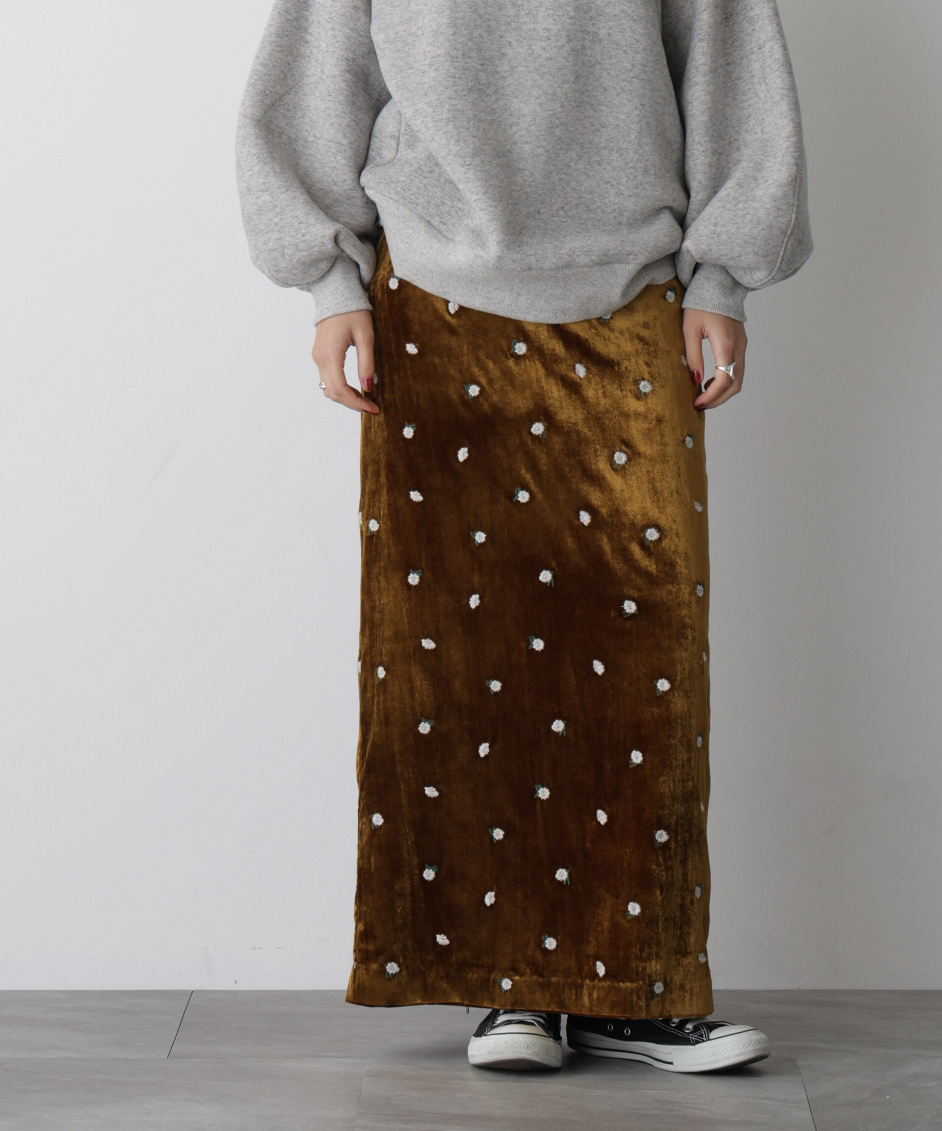  「「STEVELOUR」ベロアブルームロングスカート(セットアップ可)」|スカート|