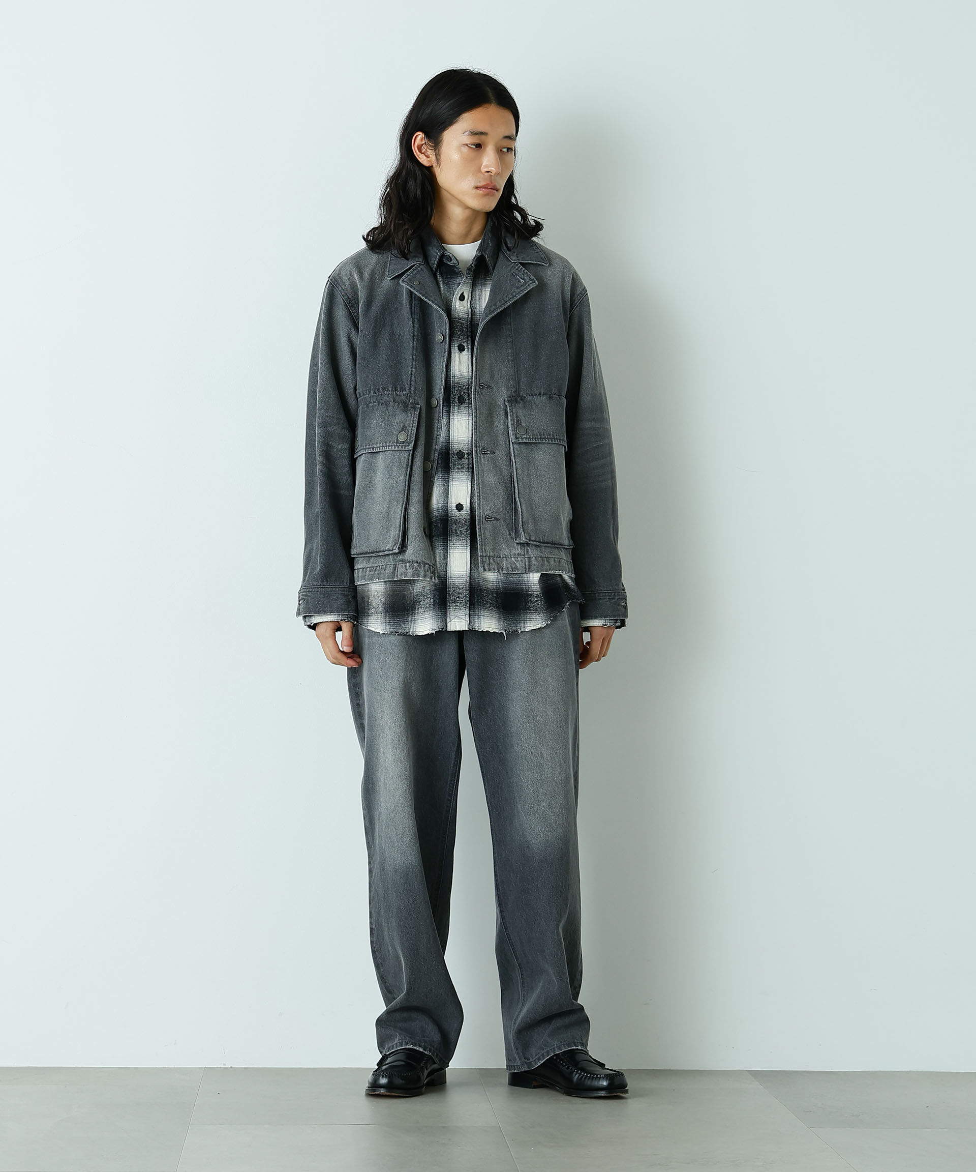 nano･universe「｢HOTEL PALACE｣ フェードデニムカバーオールジャケット」|ブルゾン・スタジャン|