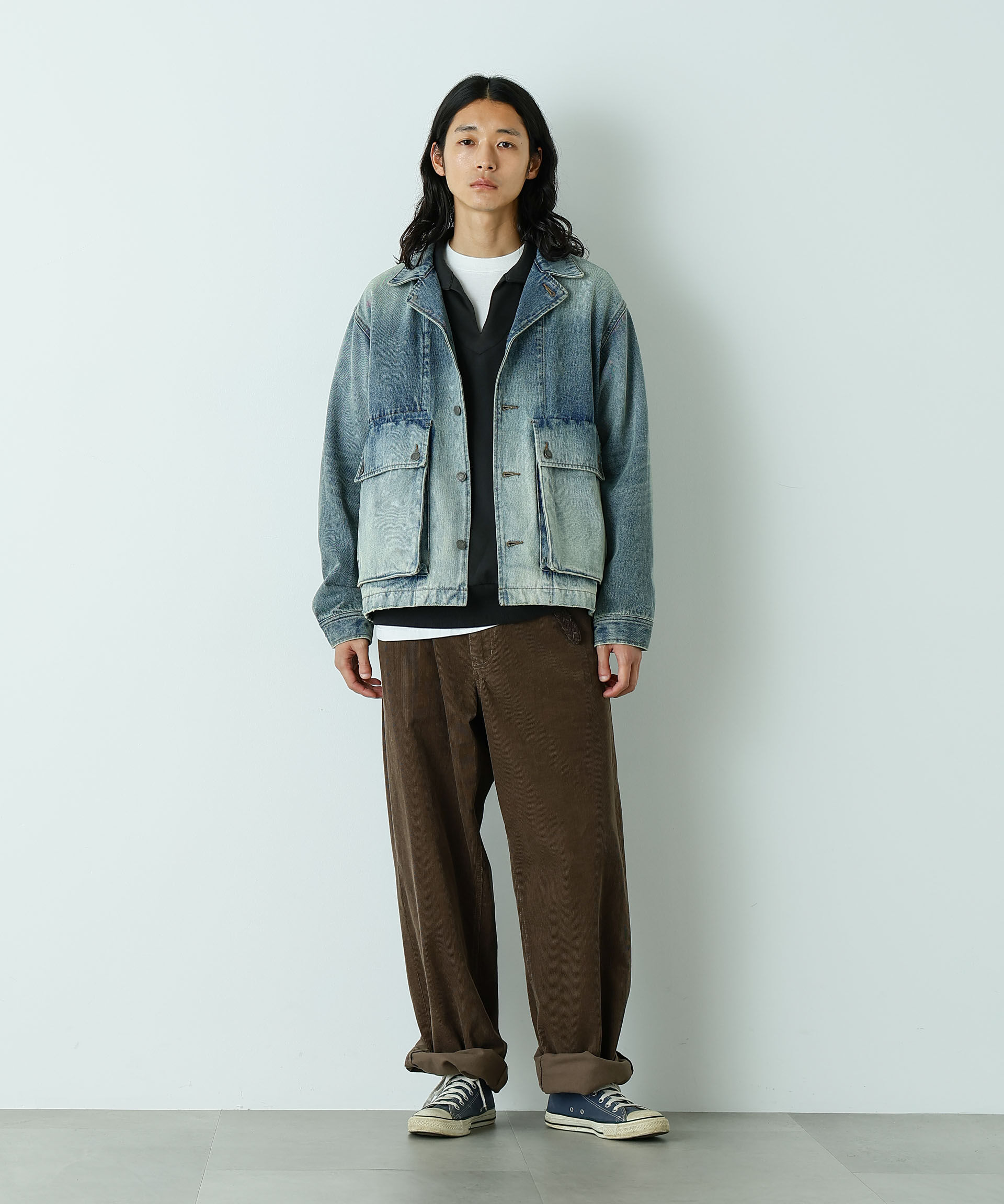 nano･universe「｢HOTEL PALACE｣ フェードデニムカバーオールジャケット」|ブルゾン・スタジャン|