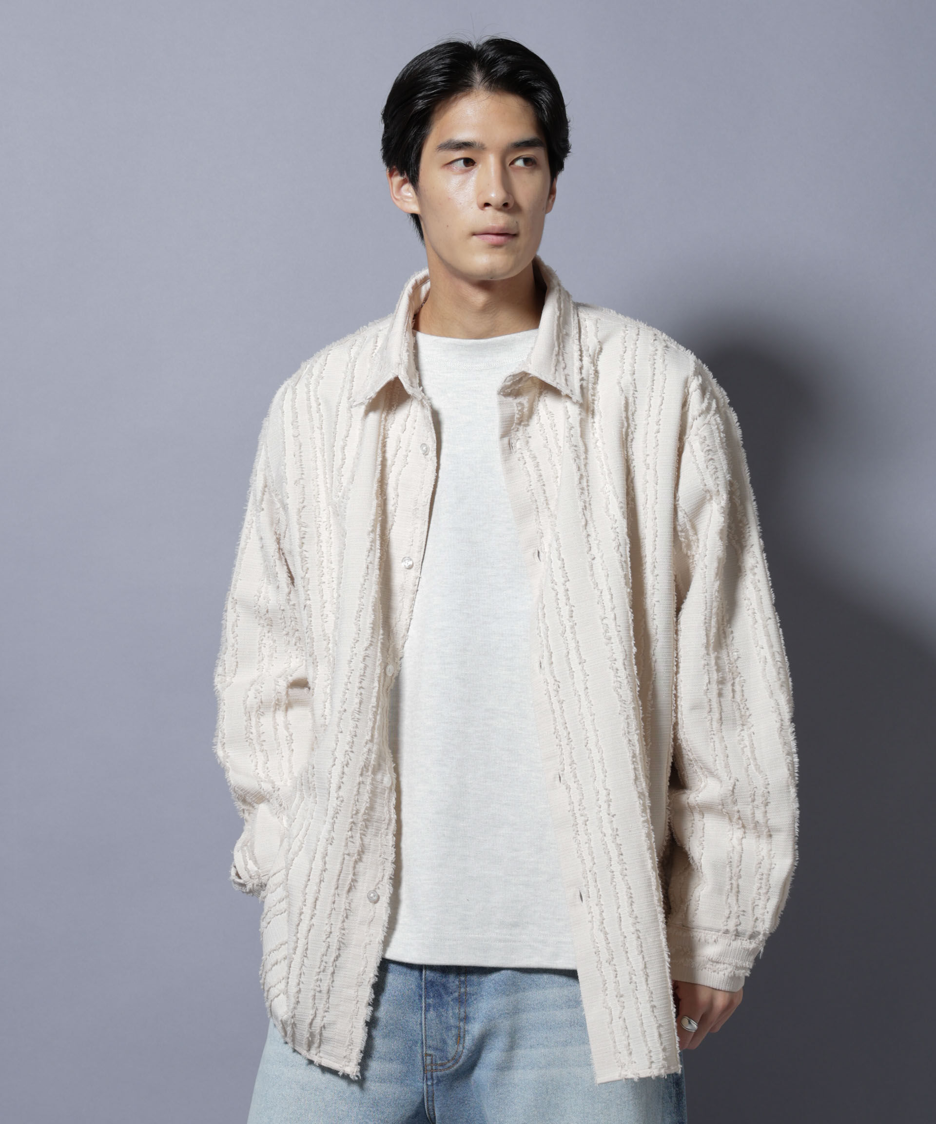 nano･universe「カットレースフリンジシャツ」|シャツ・ブラウス|ベージュ