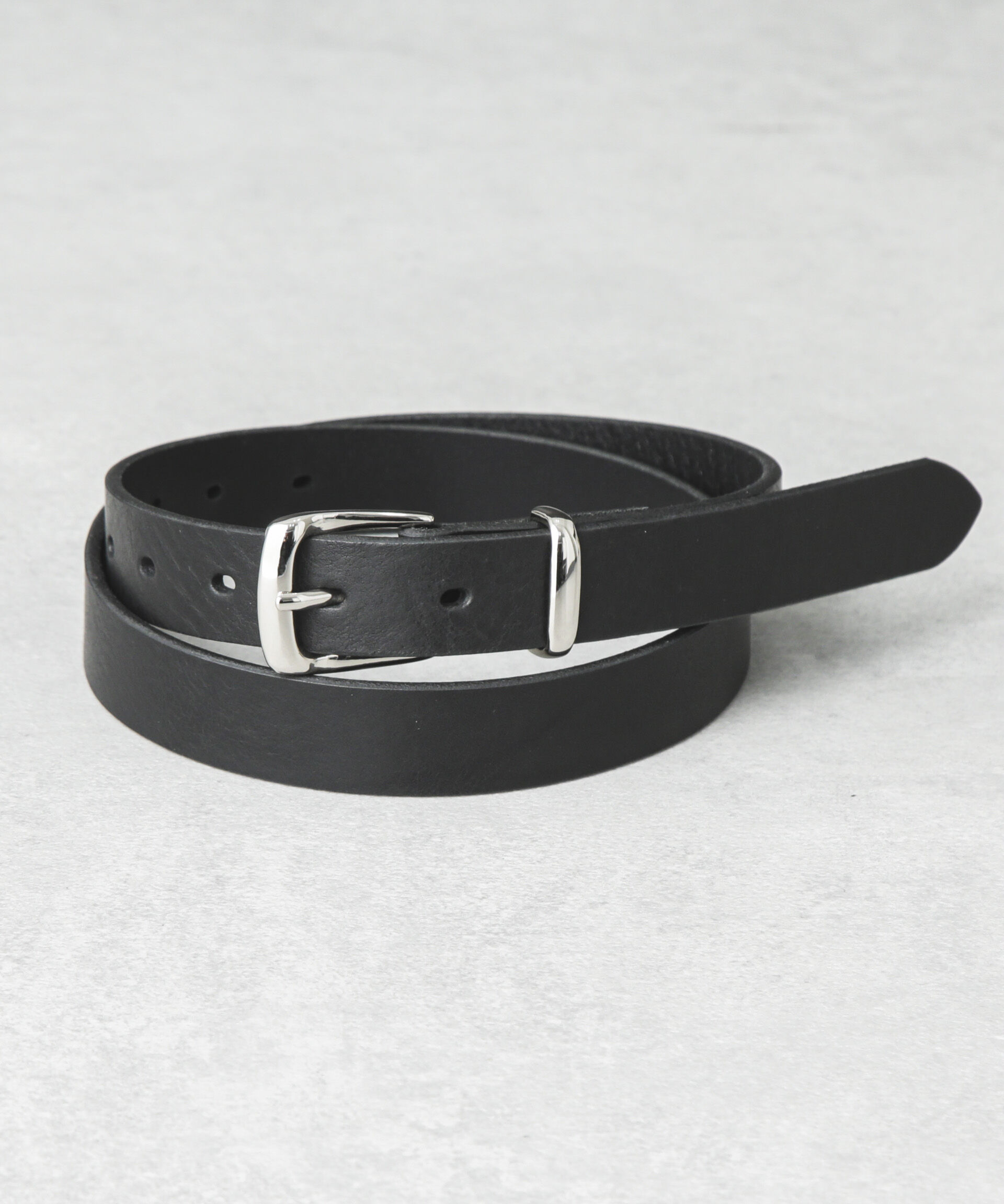 nano･universe「日本製イタリーレザーナローソリッドベルト」|ベルト|ブラック