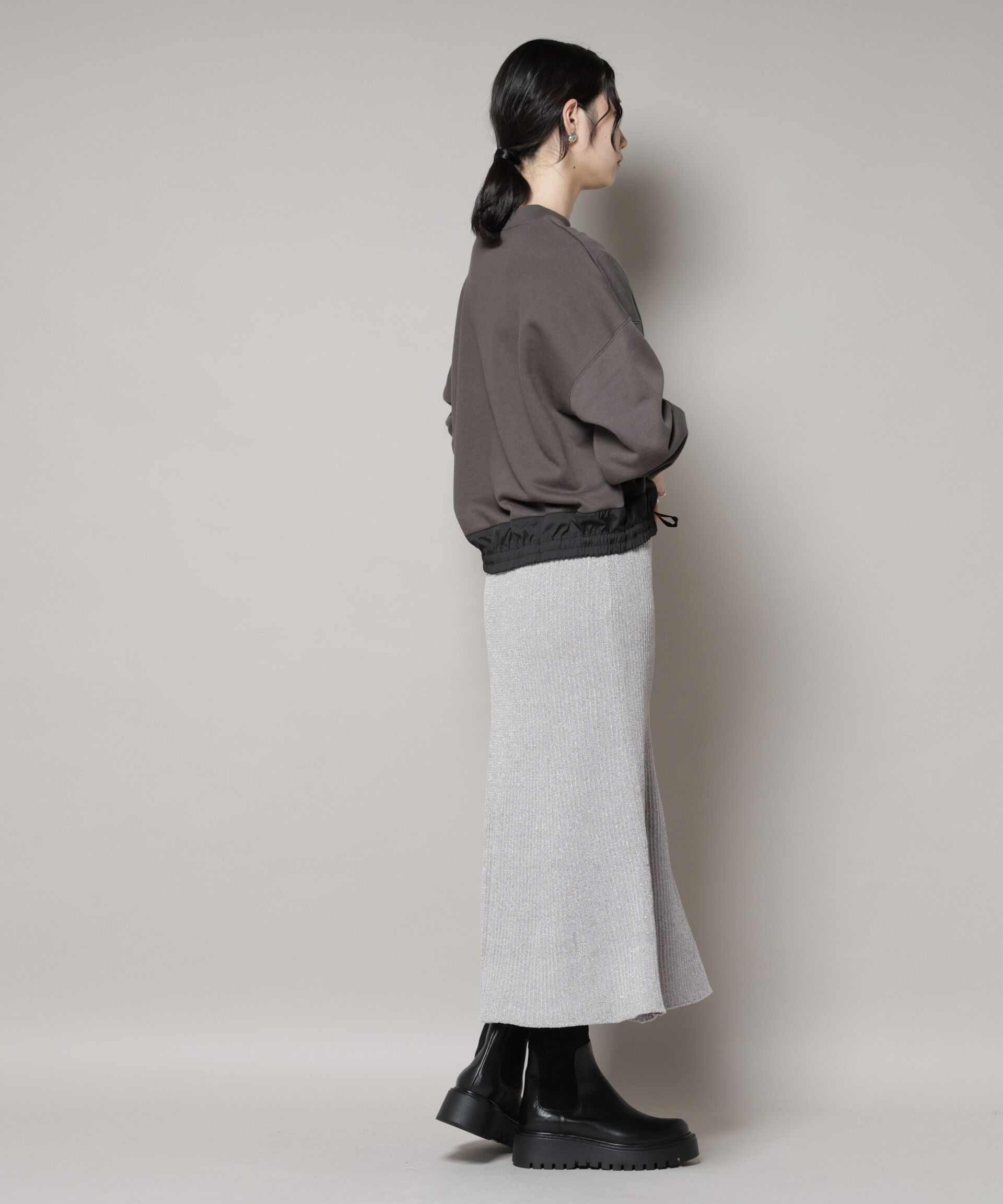 nano･universe「ラメモールワイドリブマーメイドニットスカート(セットアップ可)」|スカート|