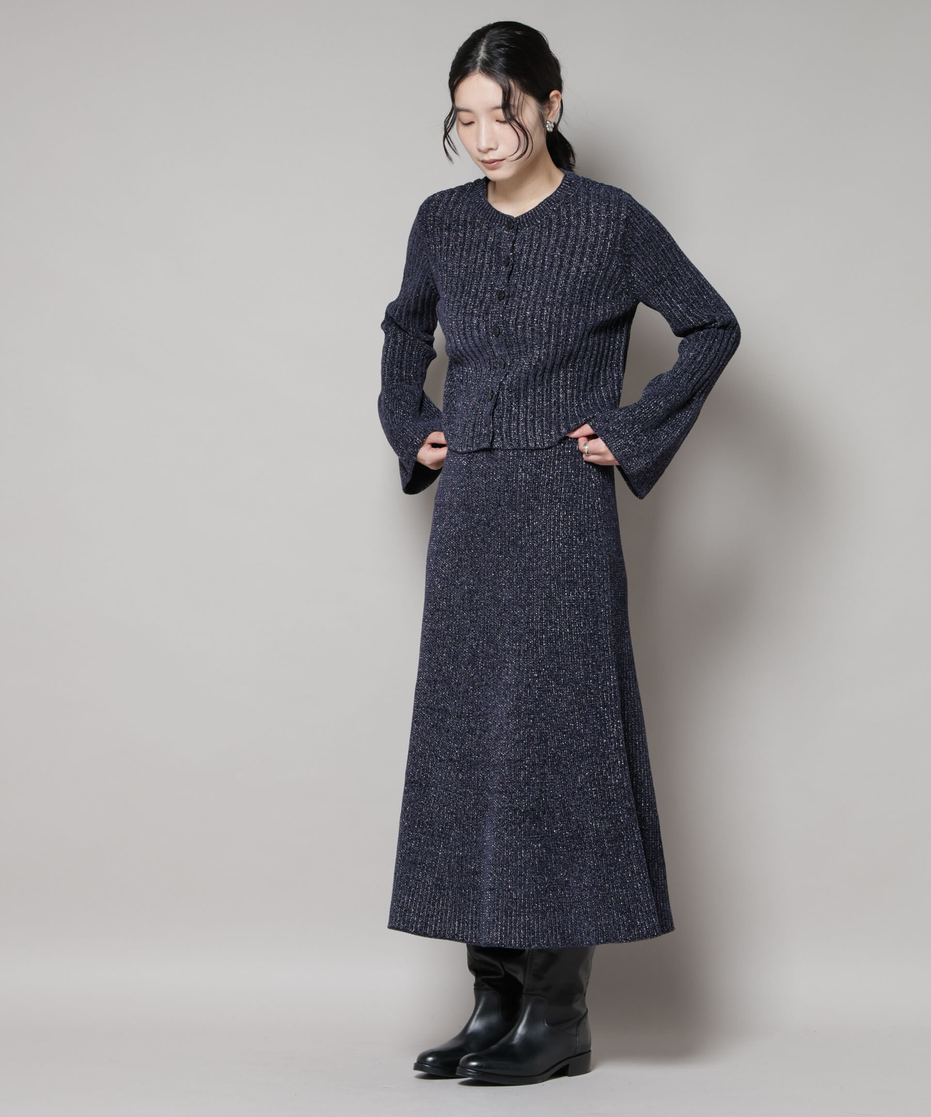 nano･universe「ラメモールワイドリブマーメイドニットスカート(セットアップ可)」|スカート|