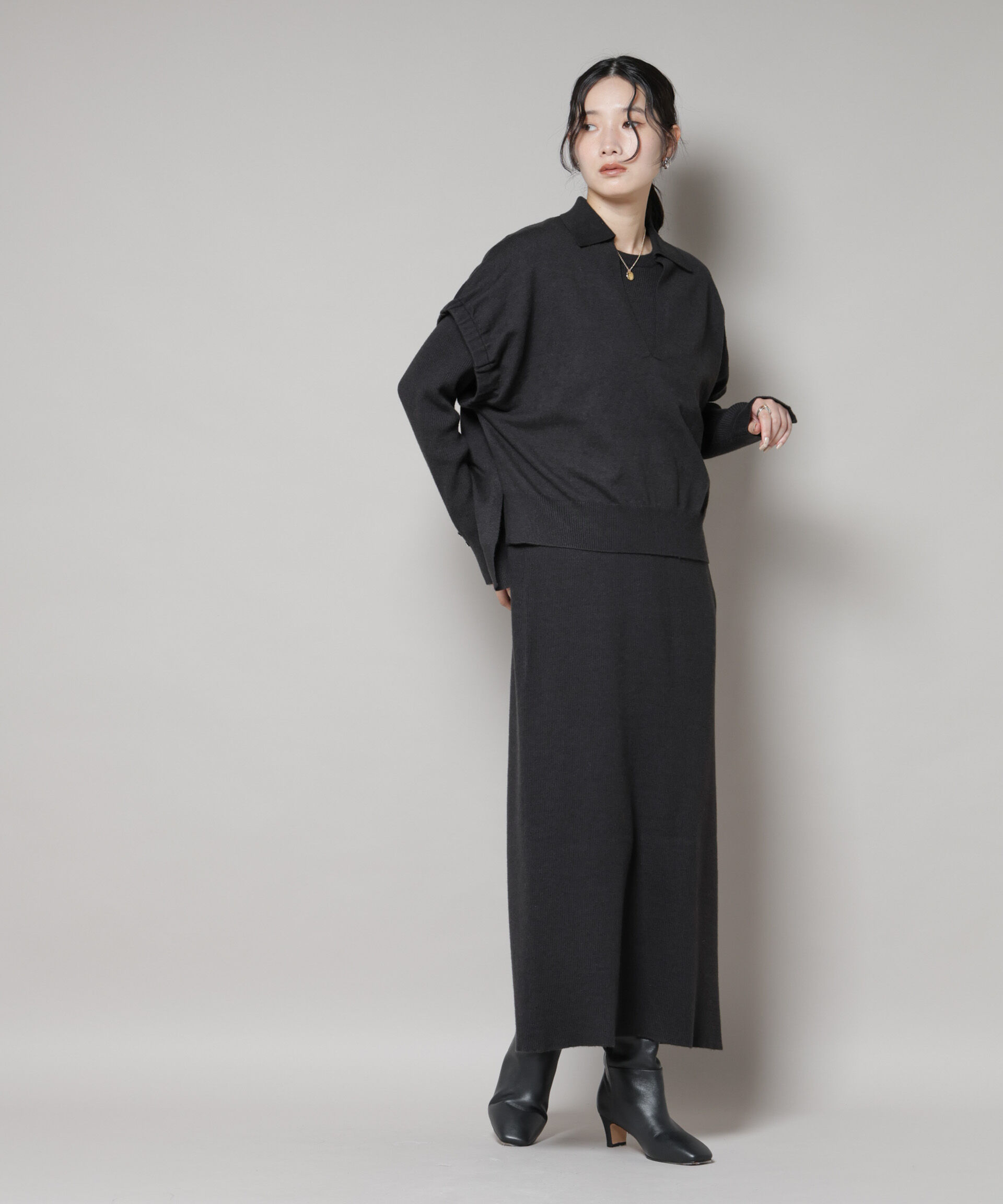 nano･universe「ドロストベスト＋リブニットワンピースセット」|ワンピース|