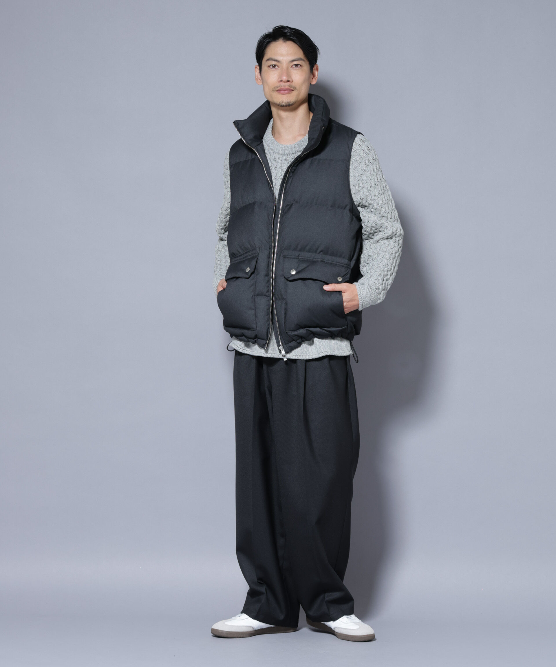 nano･universe「DELEGANTE エアリーサキソニー/グレンチェックTAIONダウンベスト」|ダウン|