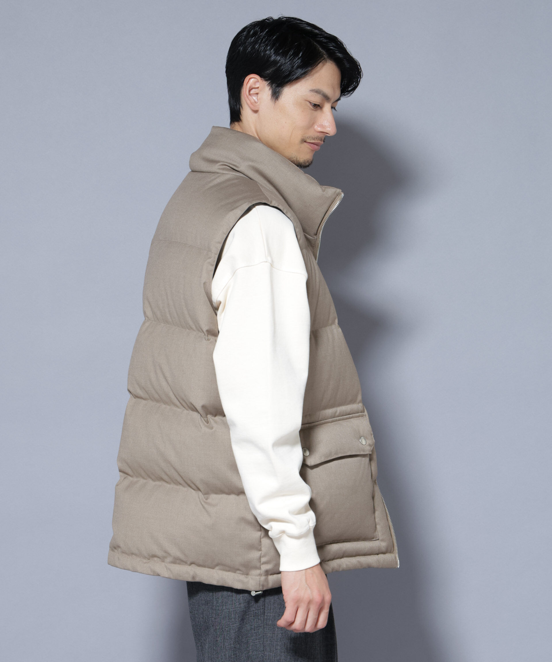 nano･universe「DELEGANTE エアリーサキソニー/グレンチェックTAIONダウンベスト」|ダウン|