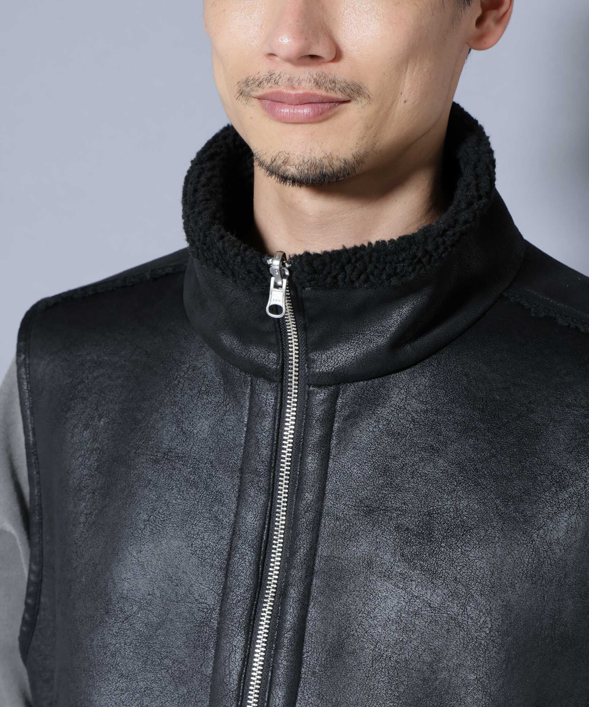 nano･universe「クラックフェイクムートンリバーシブルベスト」|ダウンベスト・ベスト|