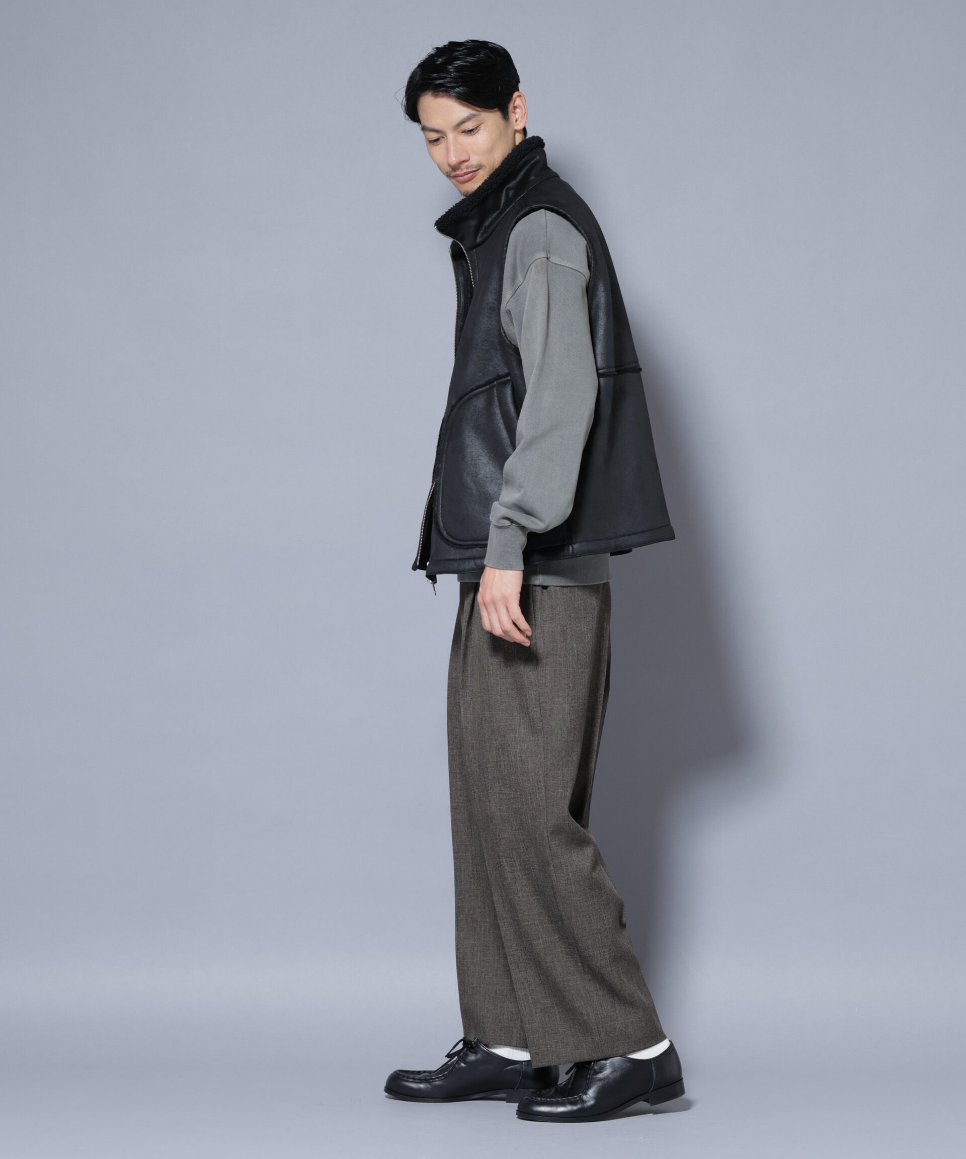 nano･universe「クラックフェイクムートンリバーシブルベスト」|ダウンベスト・ベスト|