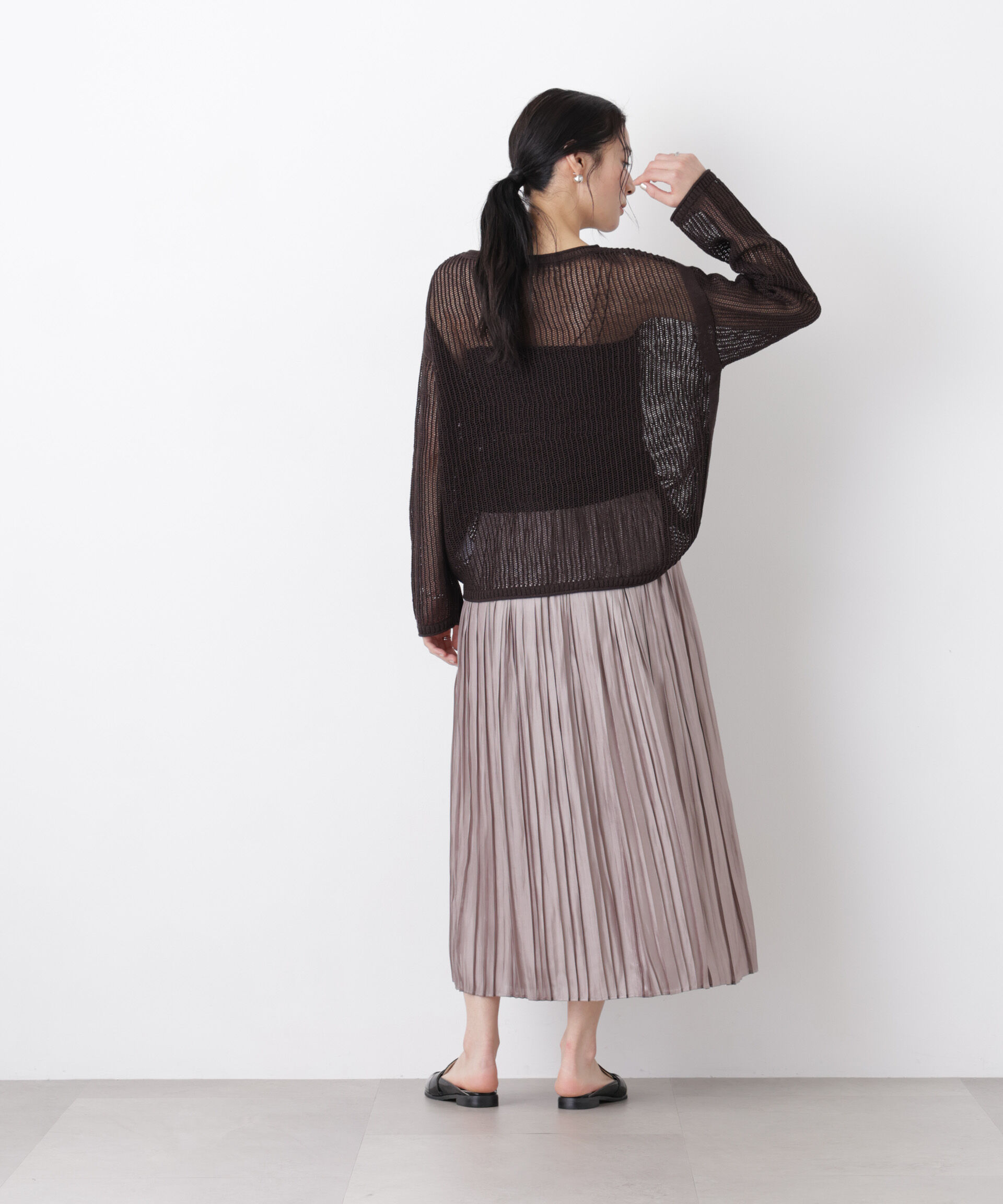 nano･universe「リネン混テープヤーンメッシュワイドニット」|ニット・セーター|